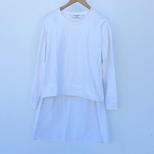 Mia Inspiration Long Sleeve Street Fashion Shirt White Uneven Large Lagenlook