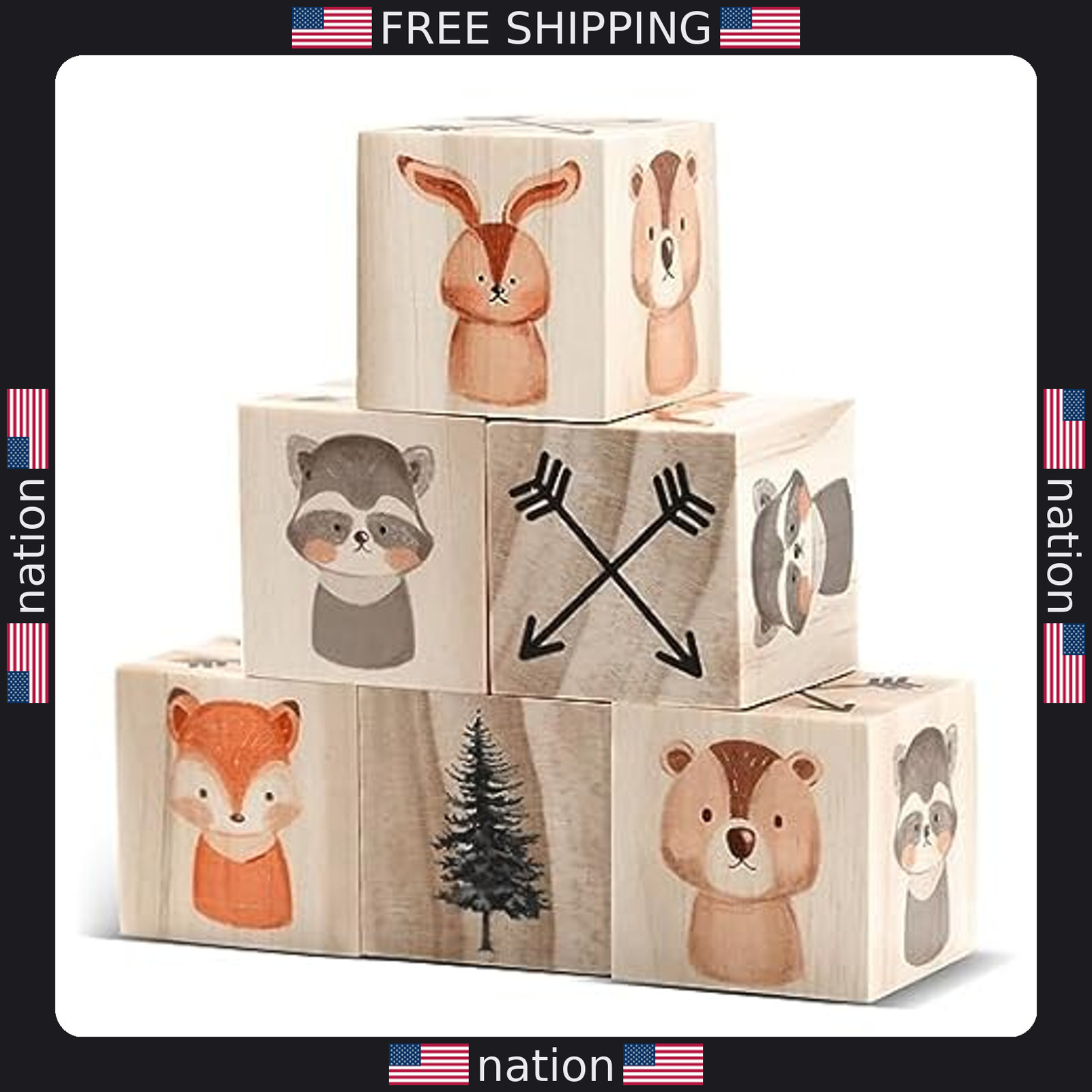 Kigley 6-Pc Woodland Animals Nursery Decor for Boys & Girls - Watercolor Shelves