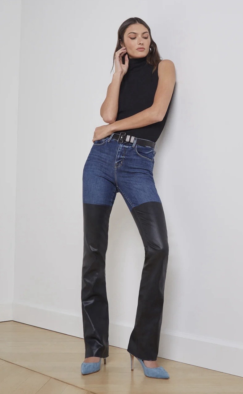 L’Agence Ruth Stretch Jeans Magnolia/Black Coated Stylish Fashion Forward Luxury