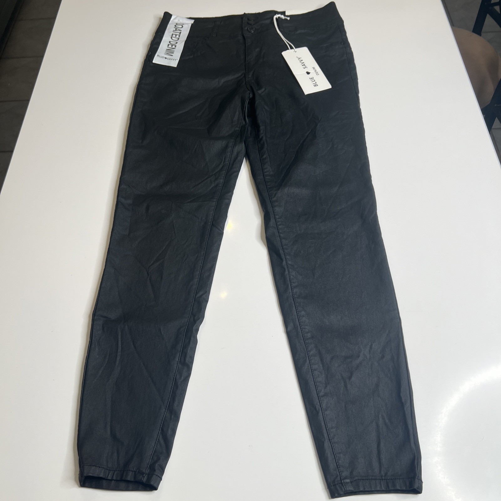 Juniors Blue Savvy Denim Stretchy Jeans 17/33 Coated Denim #834