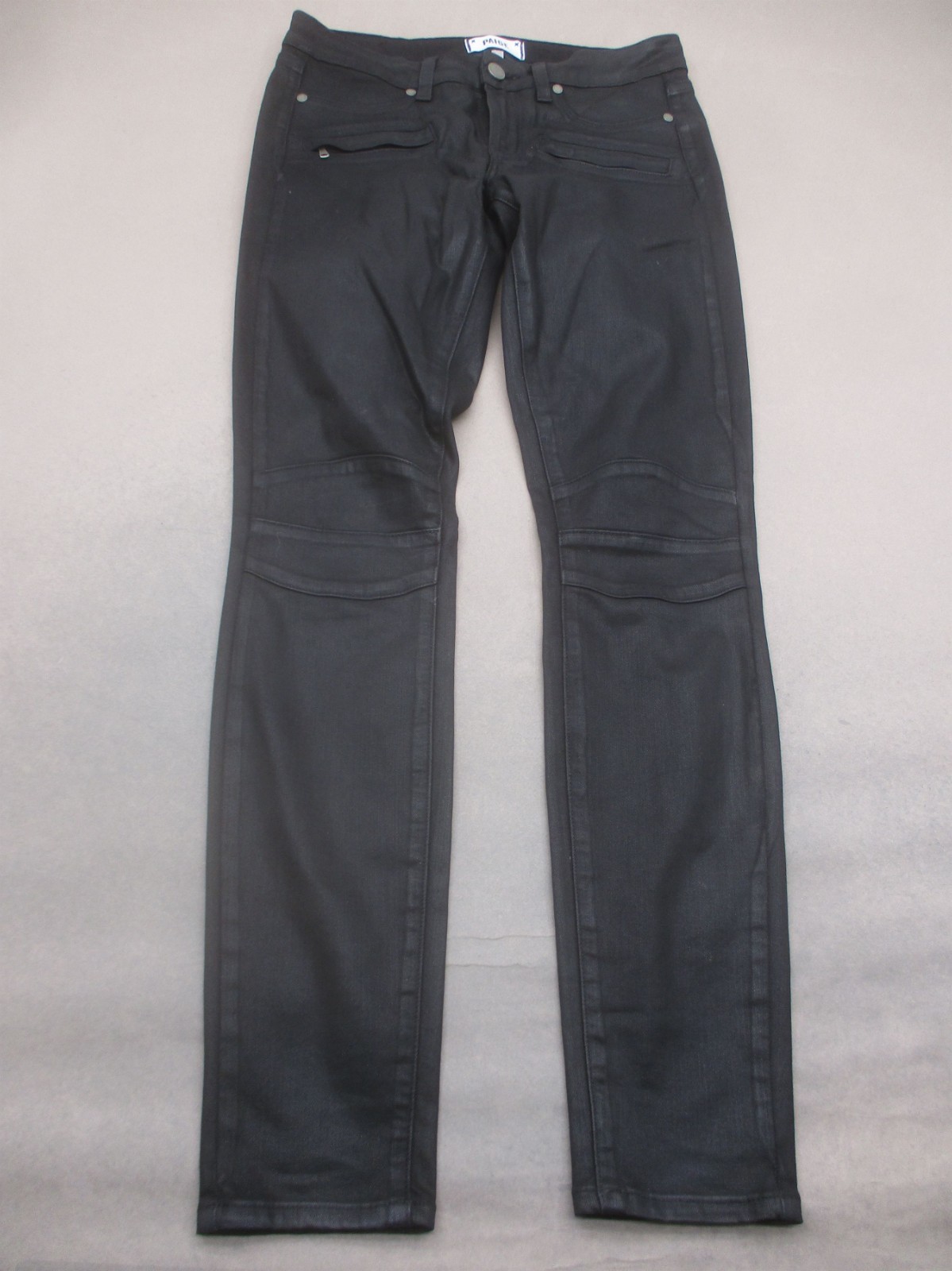 PAIGE Size 27 Womens Black Cotton Blend Stretch Stylish Skinny Coated Jeans 743
