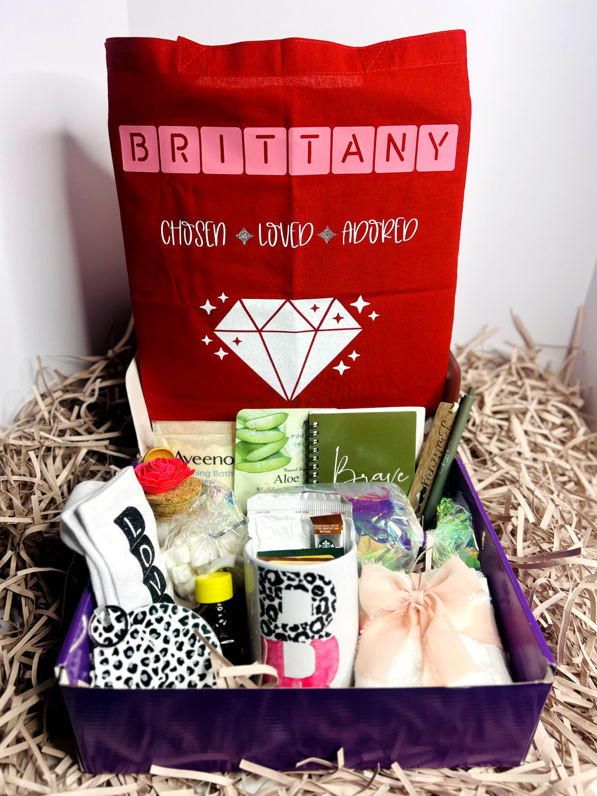 Personalized Self Care, Uplifting, Cozy, Valentine's-Themed Custom Gift Box