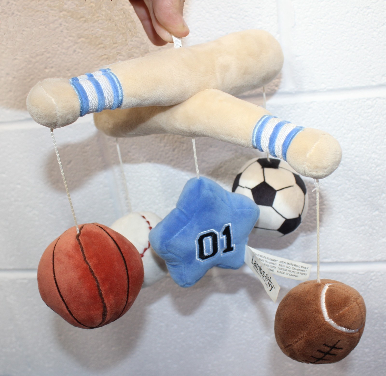 LAMBS & IVY Soft Plush Stuffed Balls Sports Baby Crib Mobile HANGER ONLY