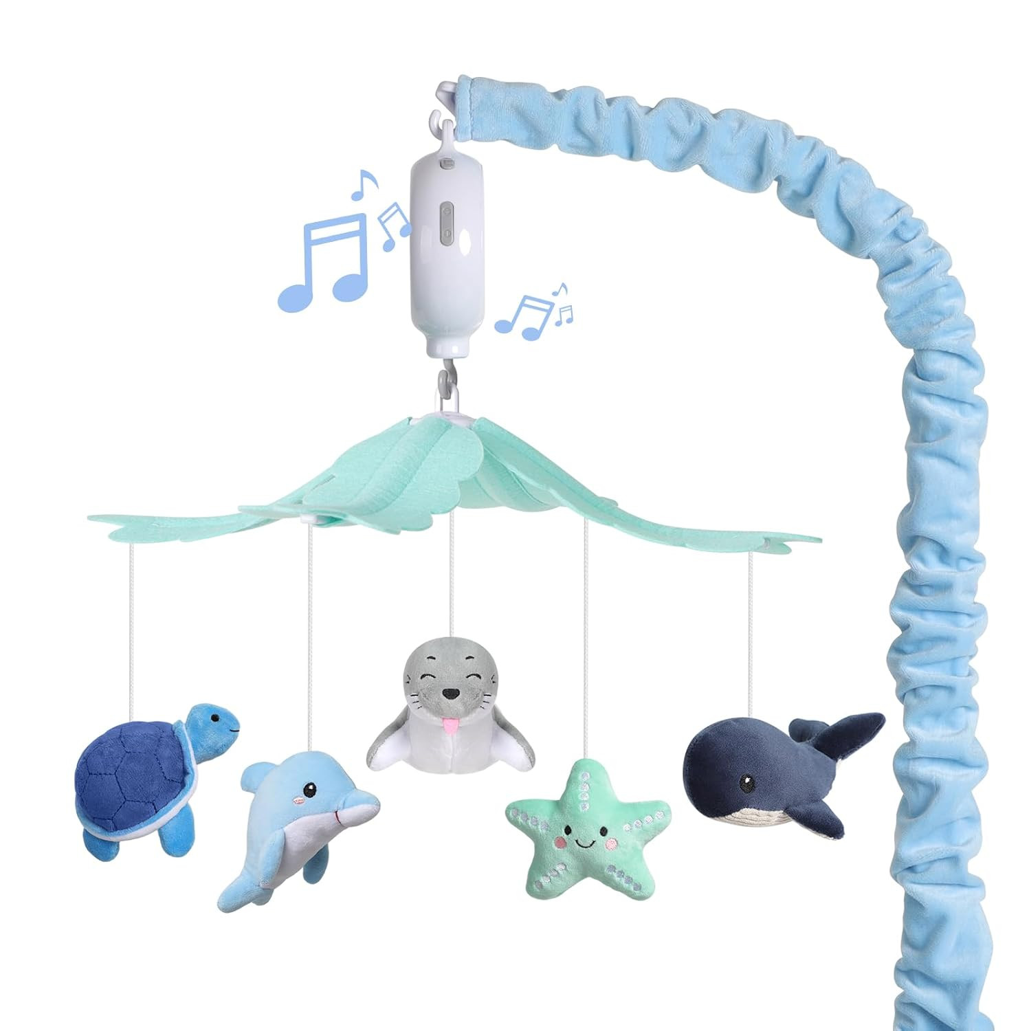 Baby Crib Mobile for Boys and Girls,  Soft Plush Ocean Characters Mobiles, Blue 