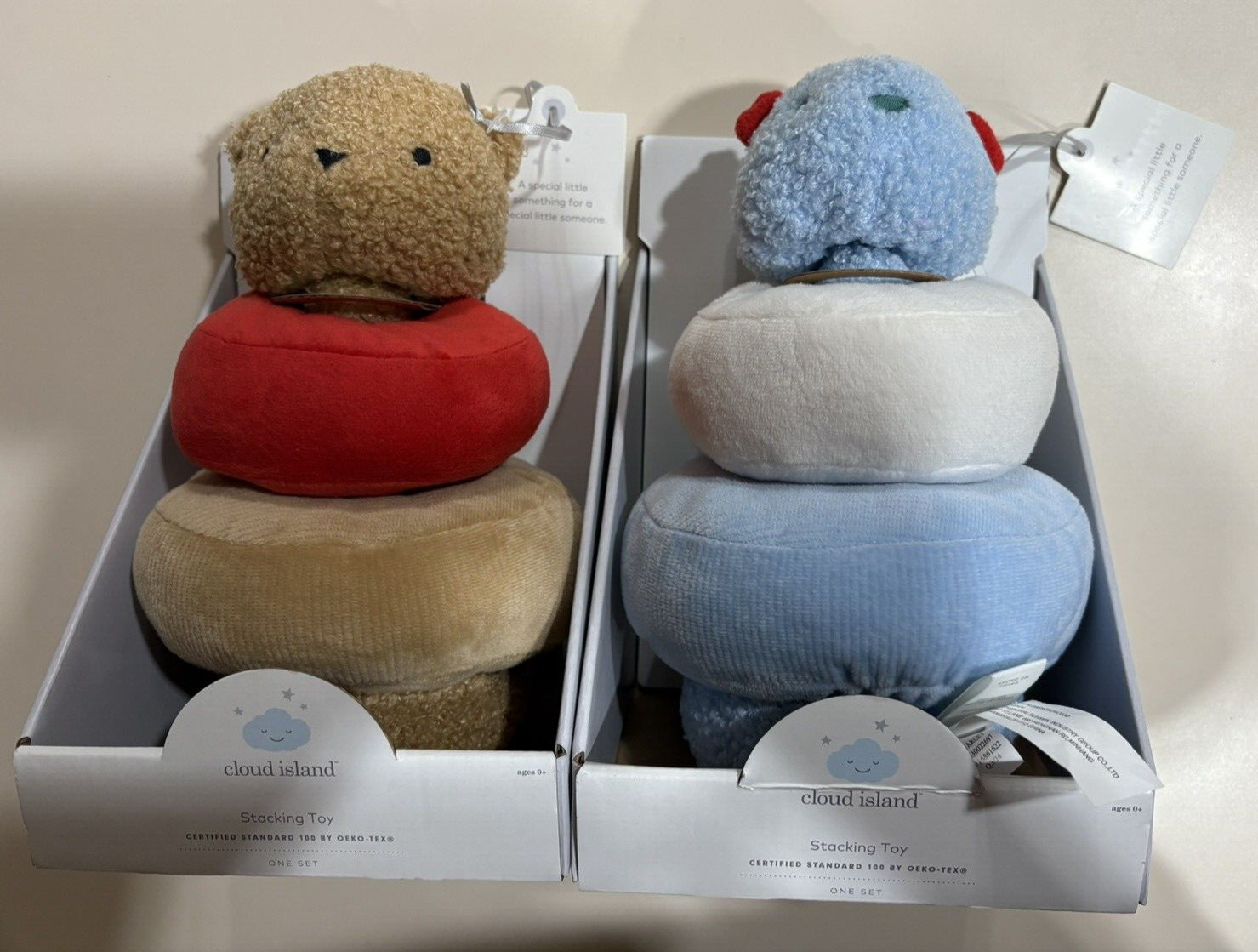 2 x Cloud Island Soft Plush Baby Toy Stackers. Kids Baby Room Decor & Toys