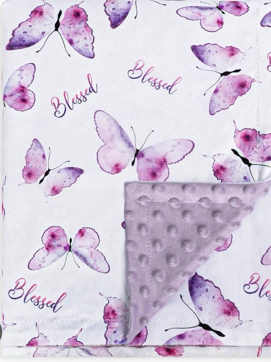 BORITAR Baby Blanket for Girls Soft Plush Minky Fabric, 30x40 Inch, Purple 