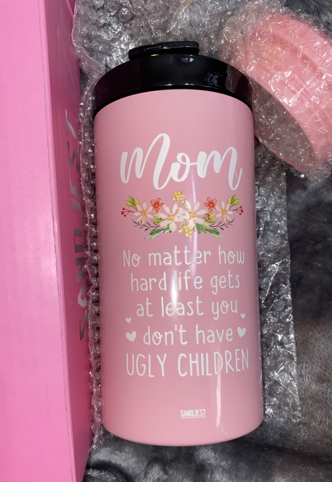 Cup Tumbler Can Cooler Mom Gifts Funny Mothers Pink Ugly Children Travel Mug New