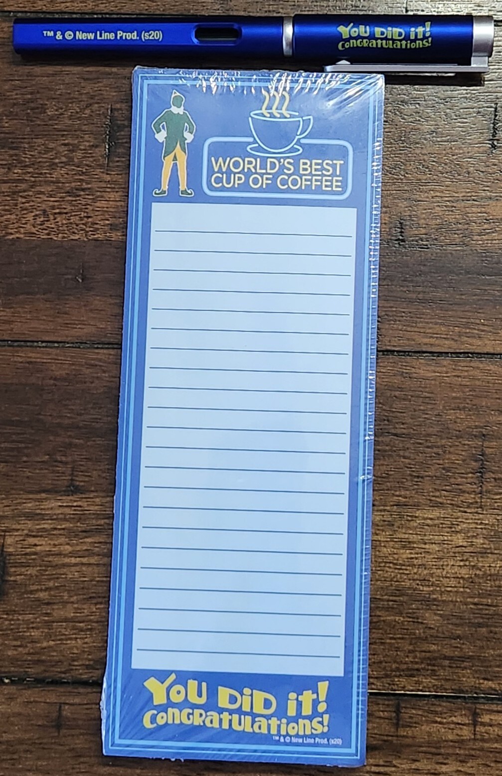 Worlds Best Cup of Coffee You Did It Congratulations Pen Note Pad Buddy the Elf