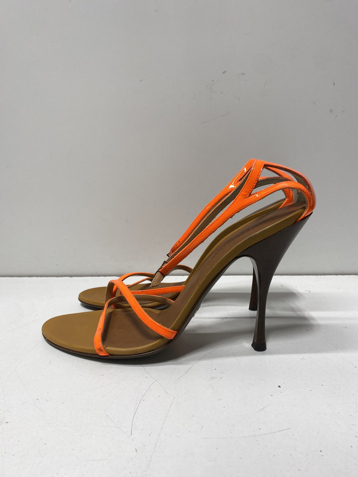 Dolce Gabbana Orange Patent Leather Heels Women Sz 10