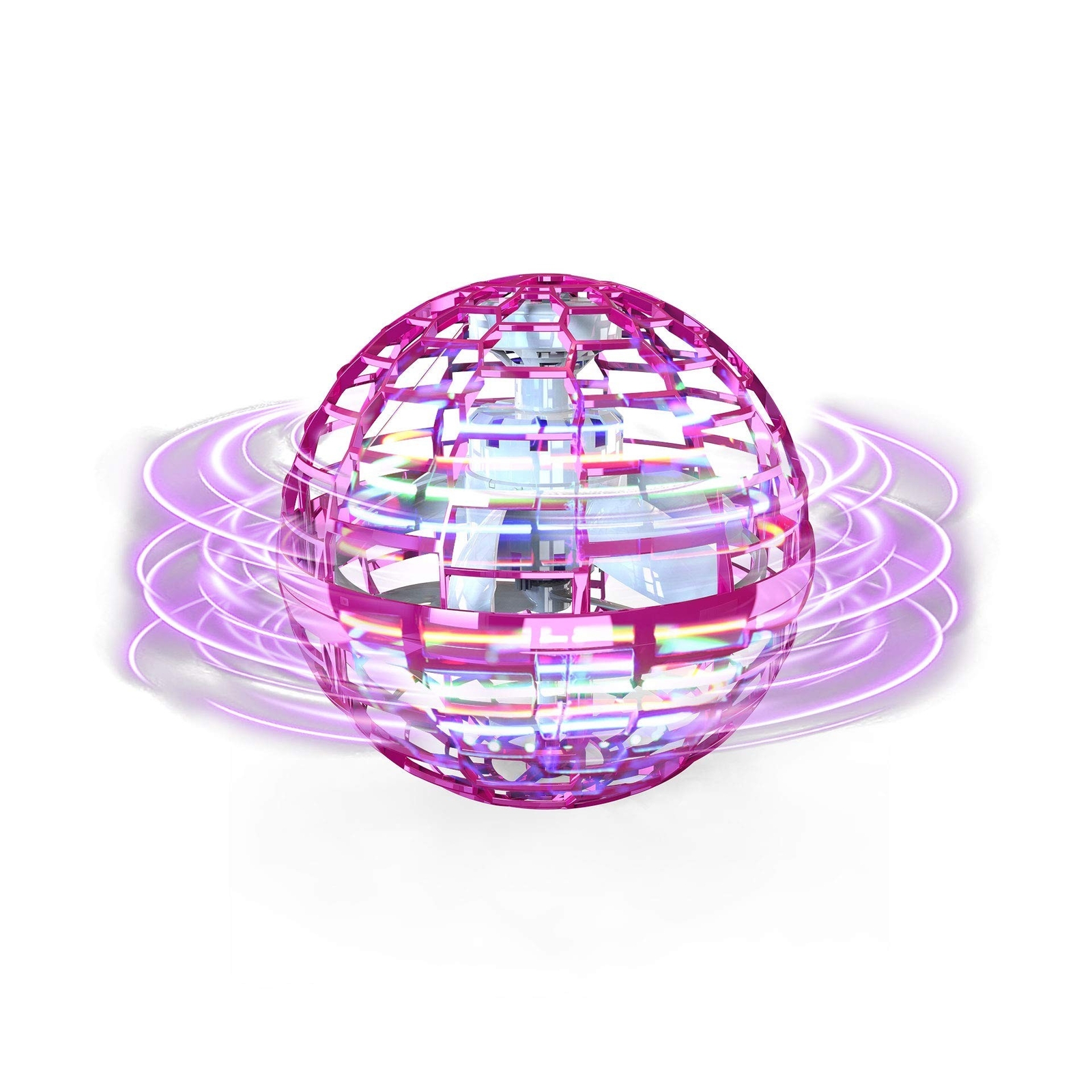 Pink Flying Orb Ball,Cool Gadgets LED Light Up Toy Fidget Flying Spinner,Hand...