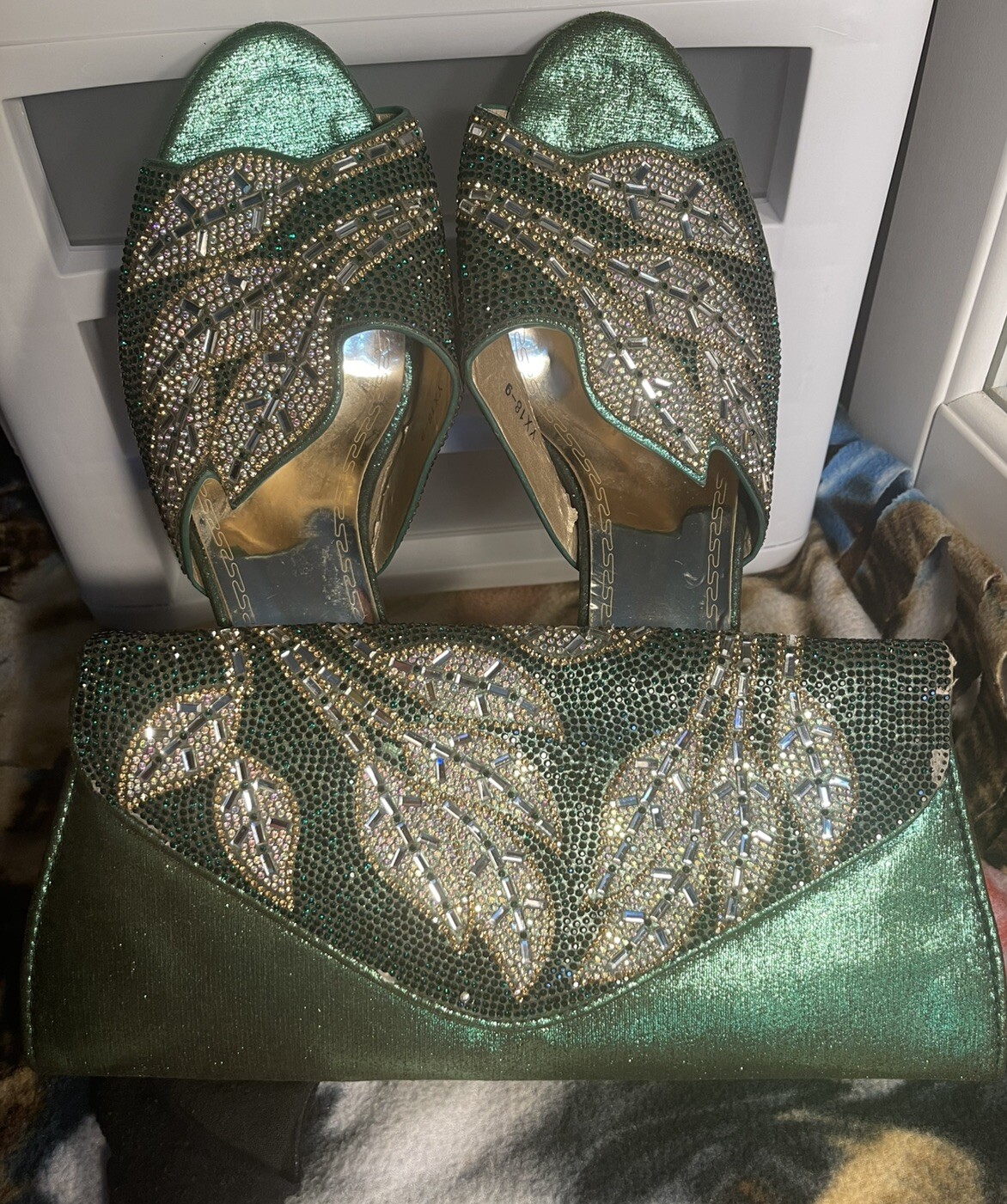 Italian Shoes And Bag Rhinestone Luxury Matching Women Shoes Size 42