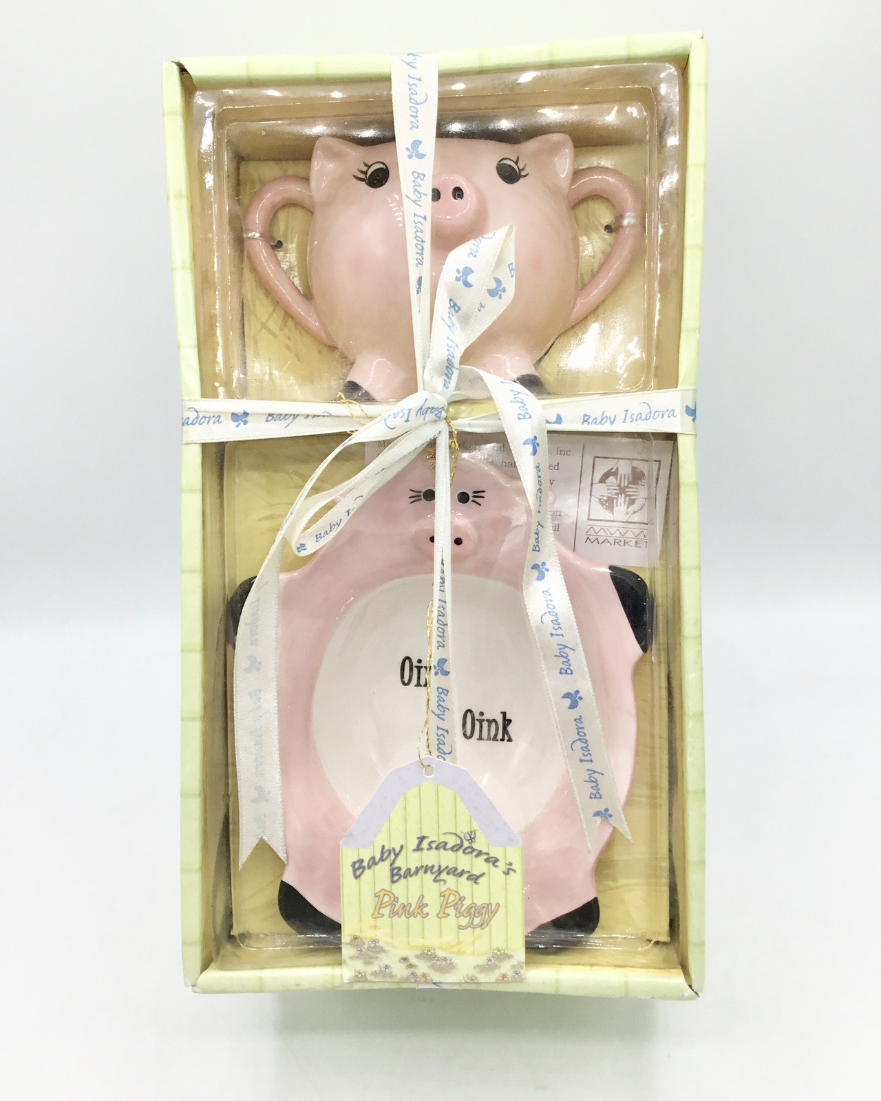 NEW IN BOX🩷 Baby Isadora's Barnyard Pink Piggy Cup & Bowl Gift Set/Baby Gift