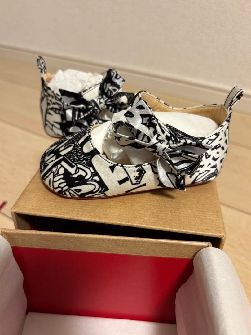 Christian Louboutin Baby First Shoes Luxury Red Sole with Beige Box & Dust Bag