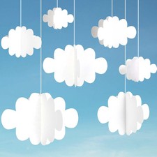 Ayfjovs 10 PCS 3D Cloud Decorations White Hanging Clouds for Ceiling 