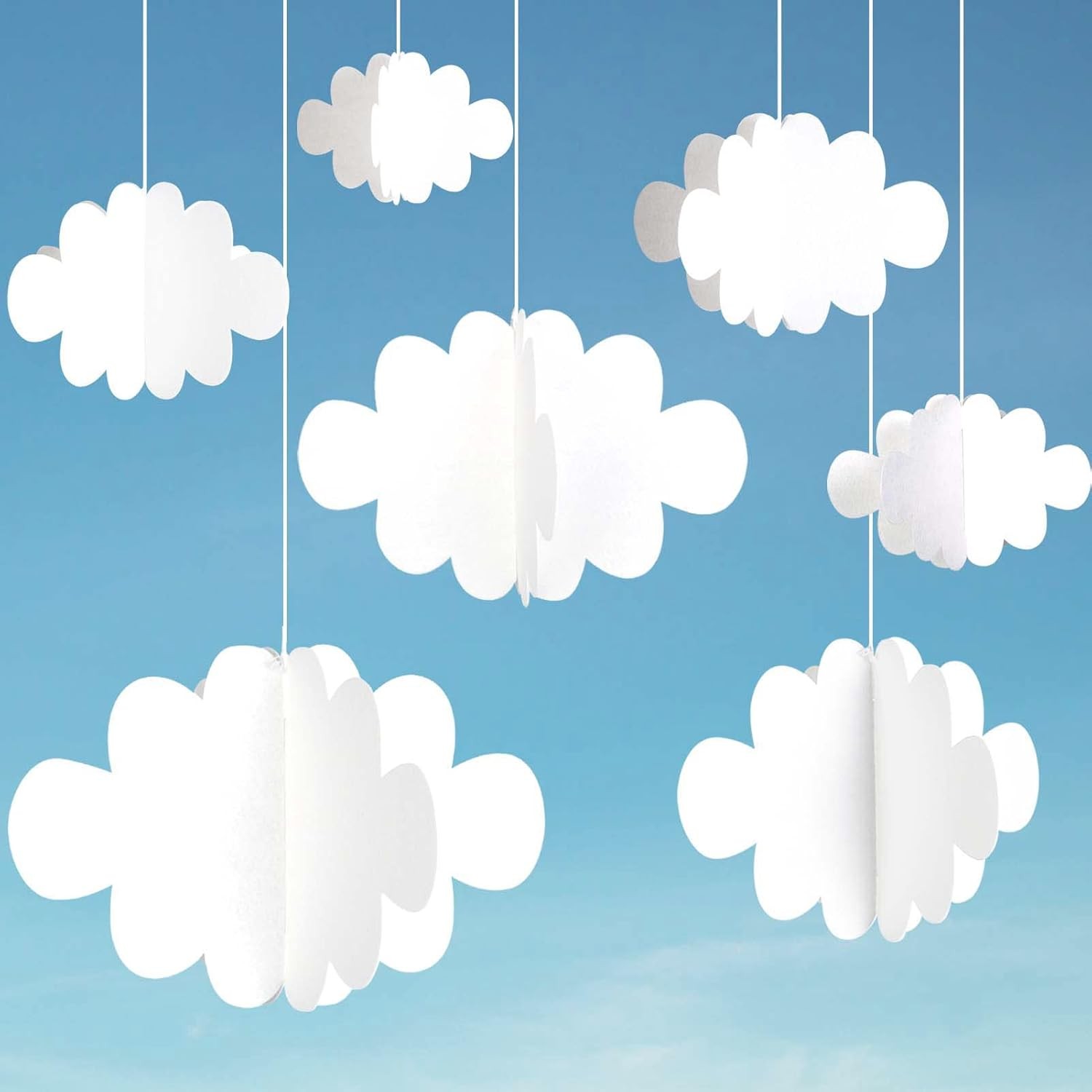Ayfjovs 10 PCS 3D Cloud Decorations - White Hanging Clouds for Ceiling,... 