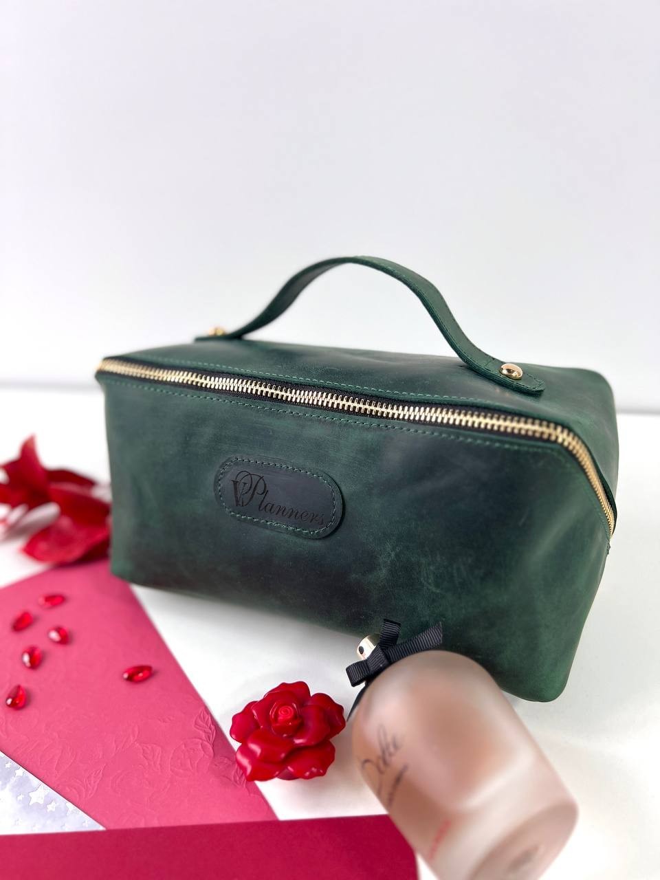 Bridesmaid gifts, Leather makeup bag, Mothers day gift, Personalized gift.