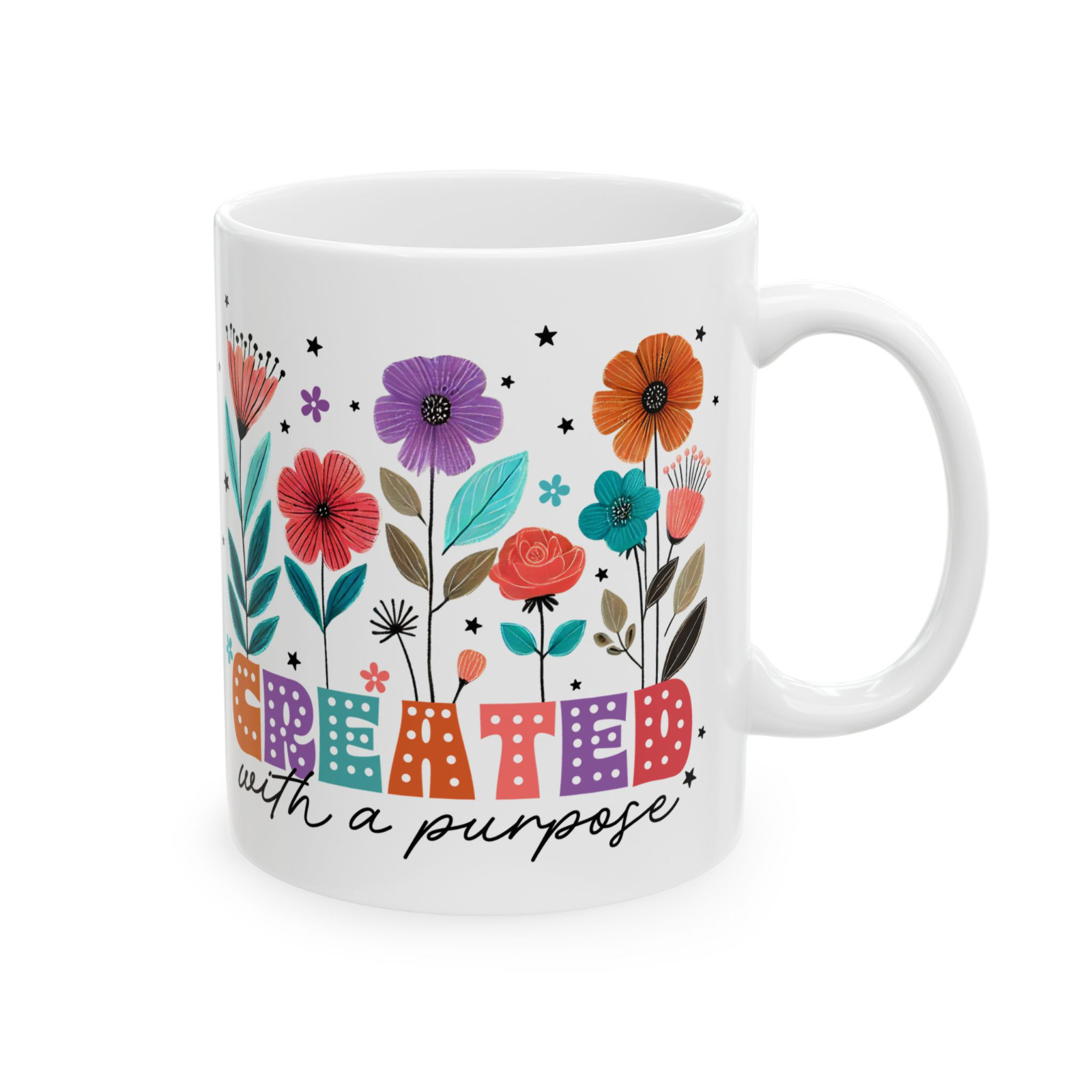 Created With a Purpose Christian Coffee Mug Inspirational Faith Gift Floral