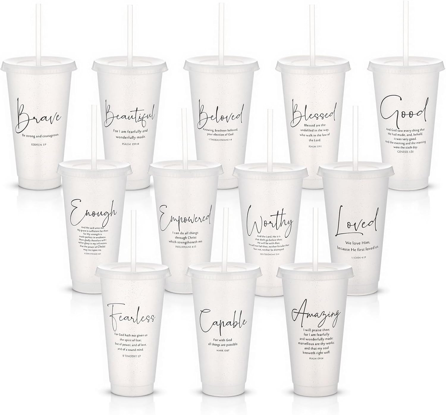 24 Set Christian Gift Bulk for Women Cup 24 Oz Inspirational Bible Verse Tumbler