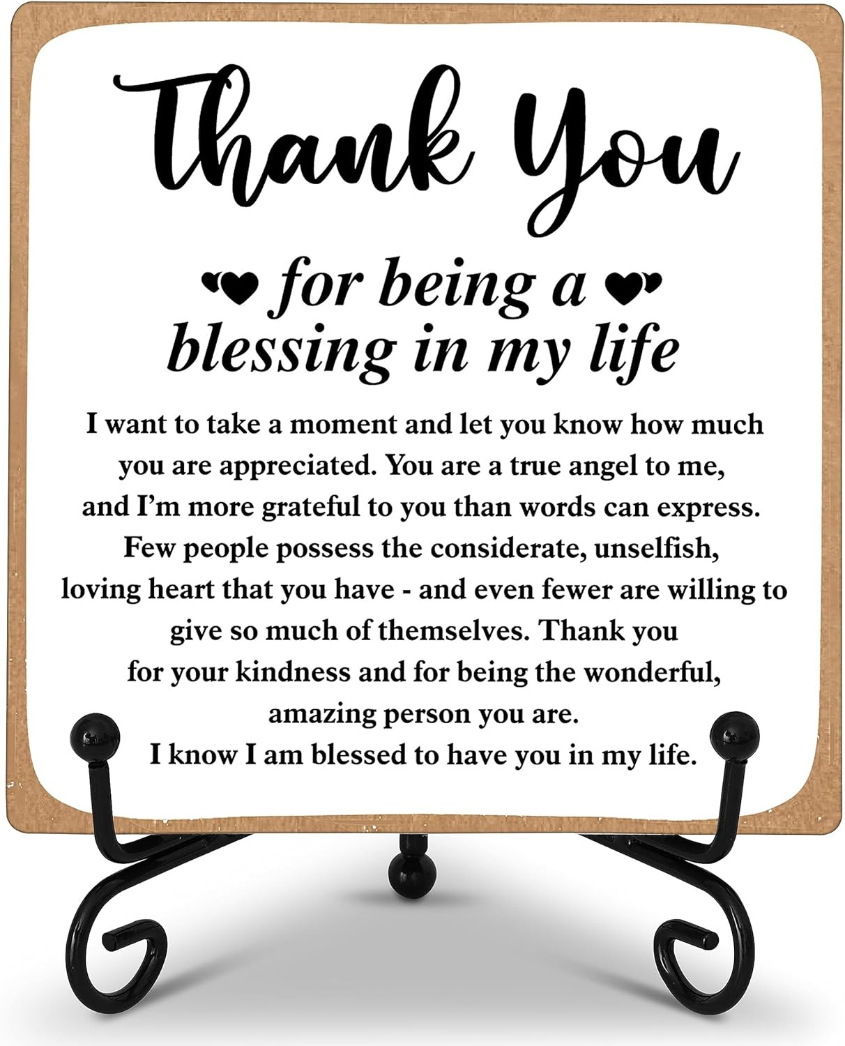 Thank You Gift Wooden Plaque with Stand Inspirational Desk Decor for Home Office
