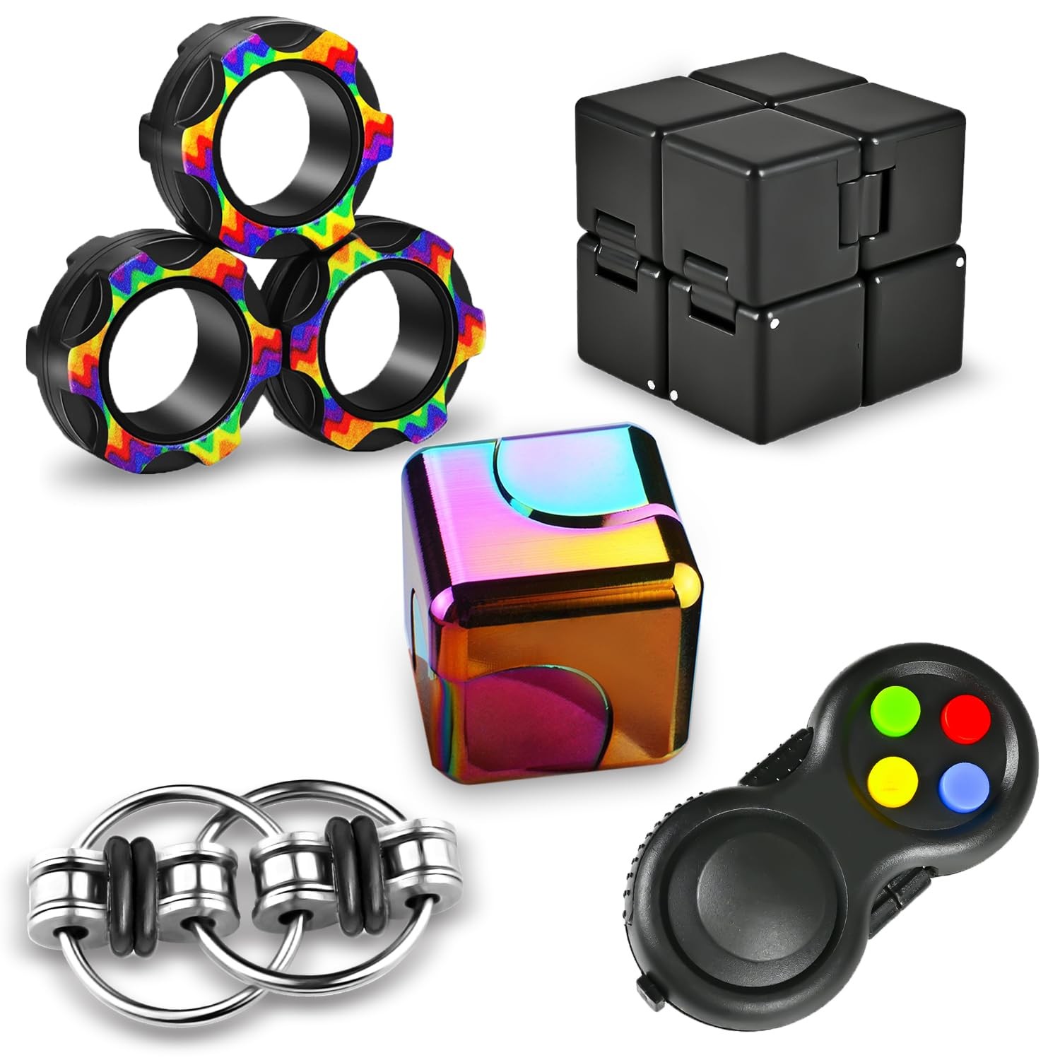 5 Pcs Fidget Toys Adults Set, EDC Cool Desk Gadgets Office Spinner Toys for T...