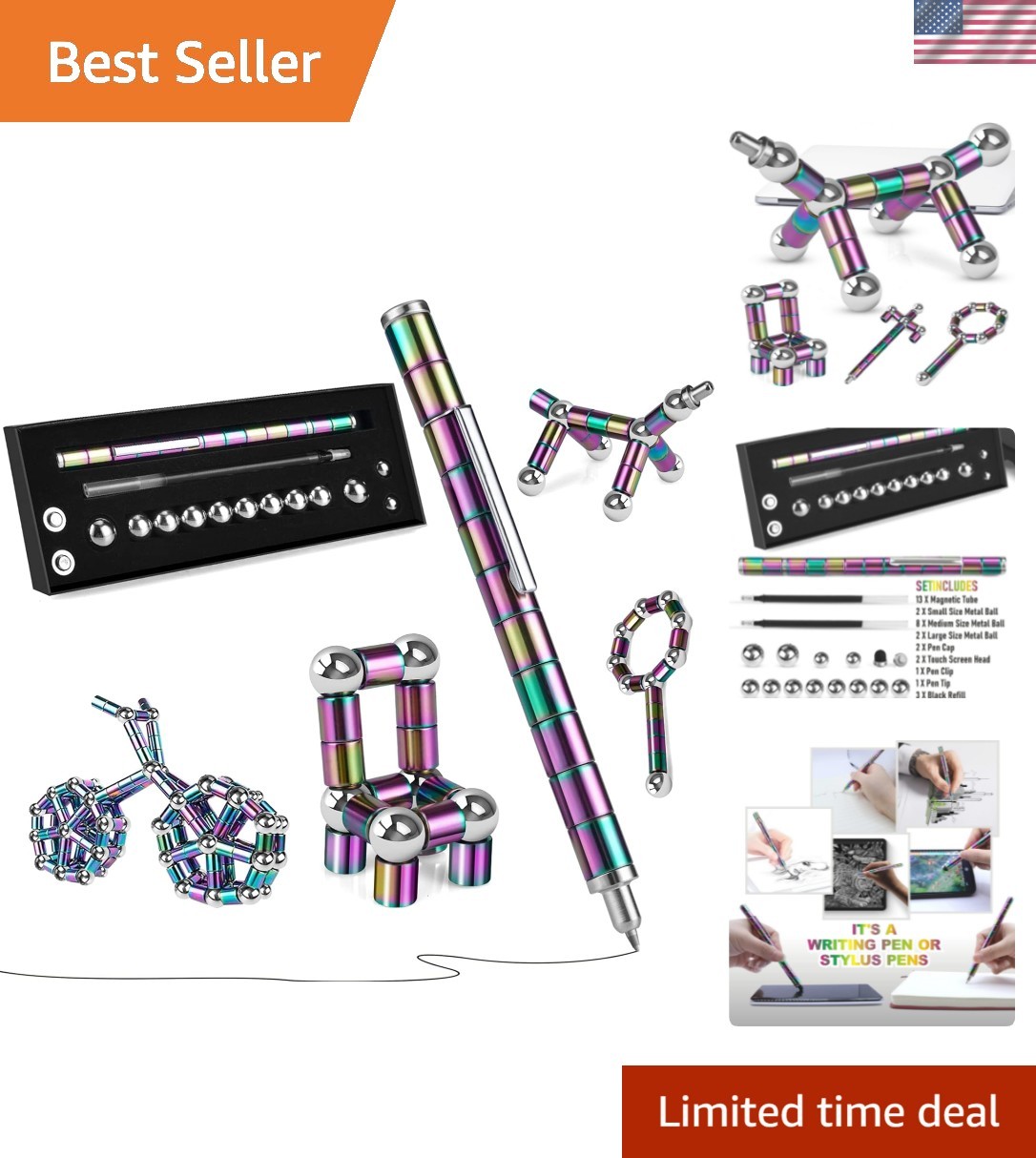 Color Fidget Pen Toy, Sensory Tool EDC Fidgeting Game for Adults, Cool Gadget...