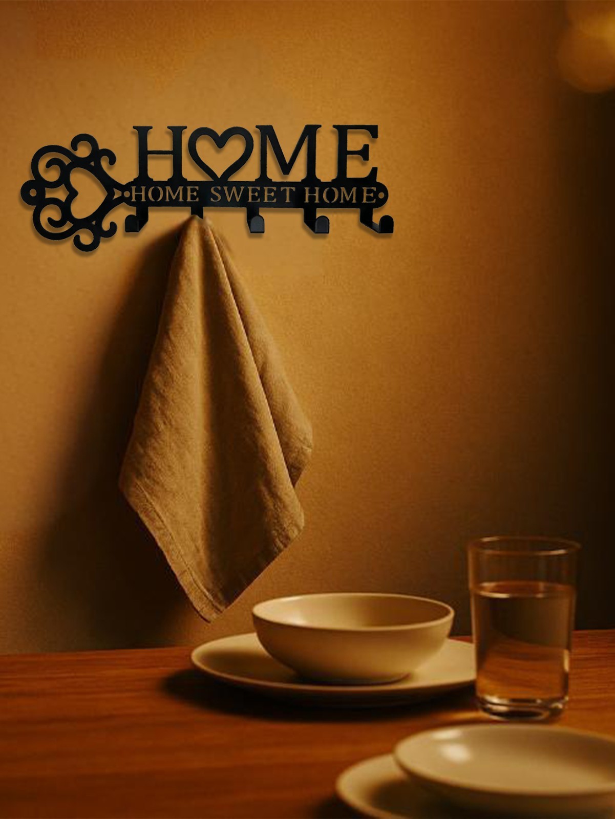 Cozy Metal Wall Hooks with Heart Design – Rustic Coat & Key Holder for Home Deco