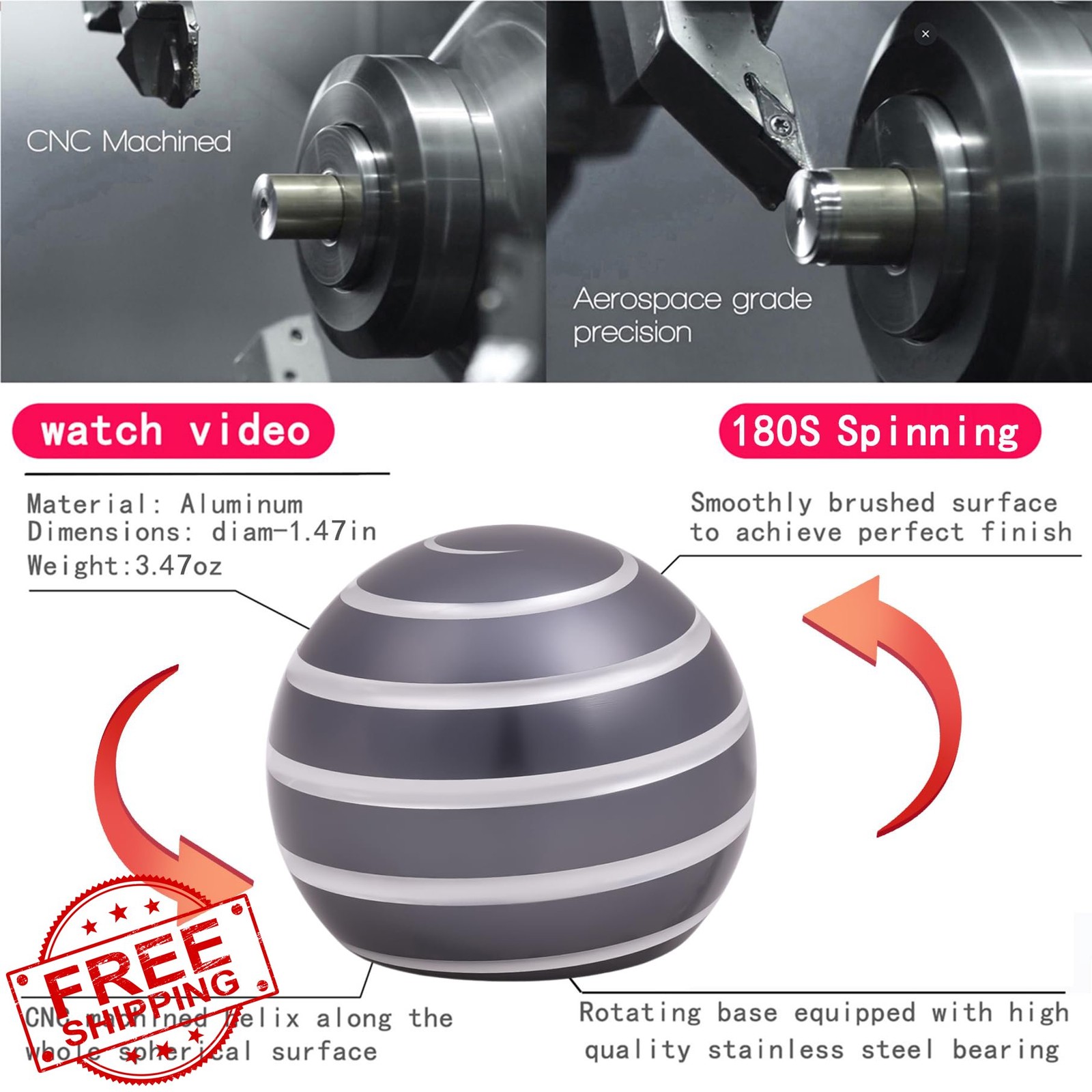 Kinetic Spinning Toy 180 Sec Stress Relief Cool Gadget Adult Kid Desk Office