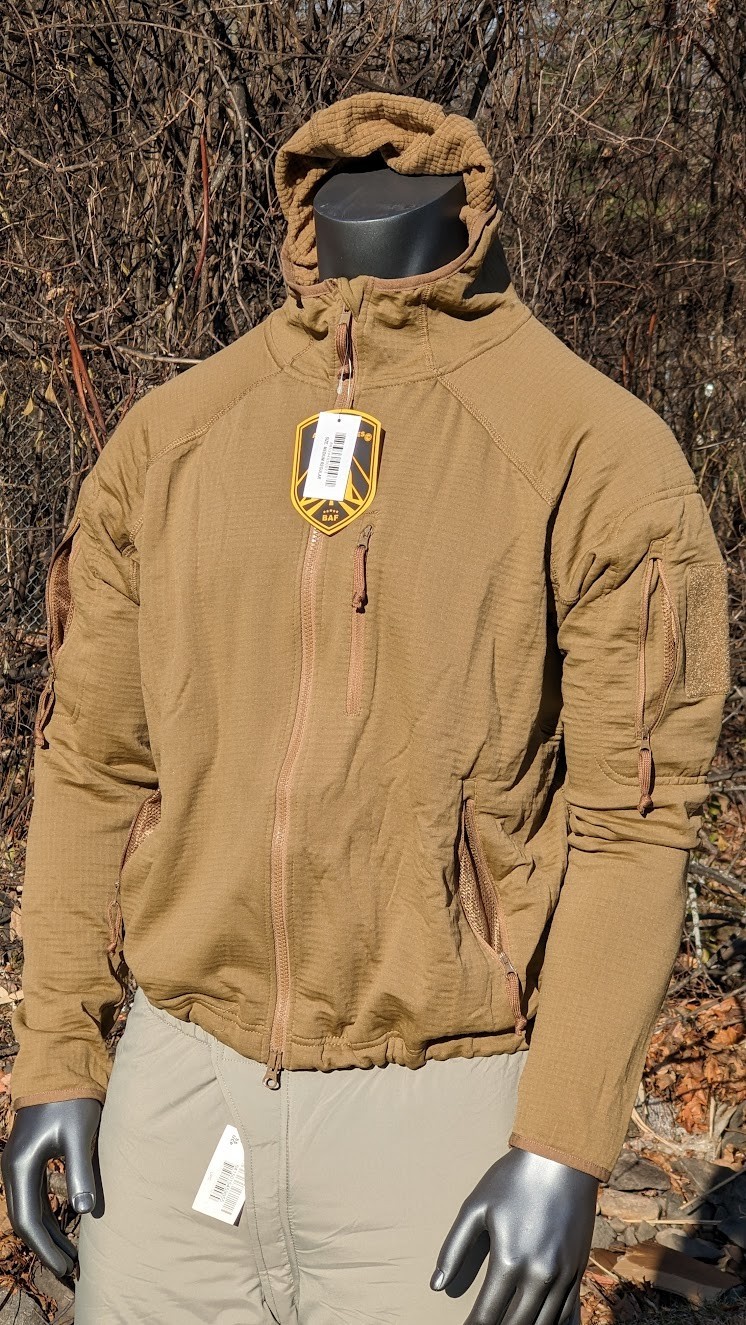 Cold Weather Grid Fleece Jacket Coyote Waffle Gen 3 USGI Style by BAF NEW w Hood