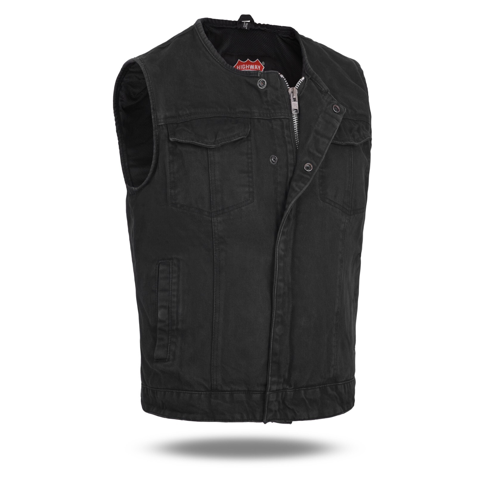 No Collar HL21639DM Black Club Style SOA Denim Men Vest Success