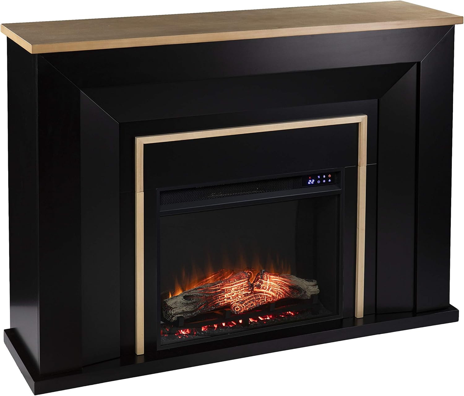 Cardington Black/Natural Electric Fireplace - Stylish & Cozy Home Accent
