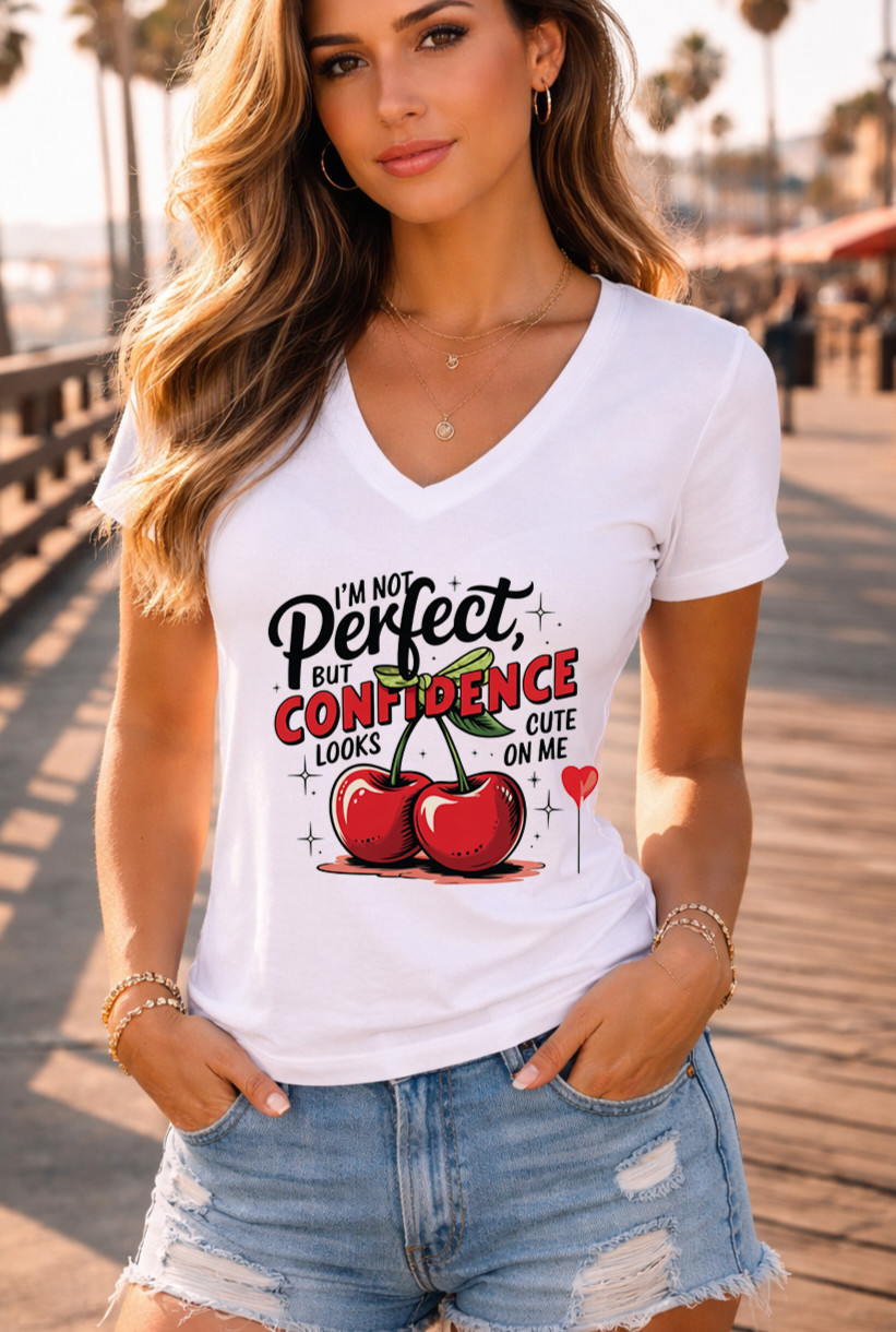 Women’s funny   Graphic V-Neck T-Shirt confidence    Tee Casual Trendy Fashion