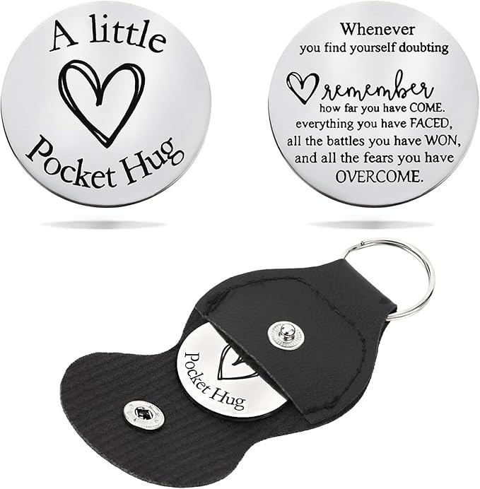 Pocket Hug Token Keychain for Women & Men - Inspirational Gifts for Him & Her 
