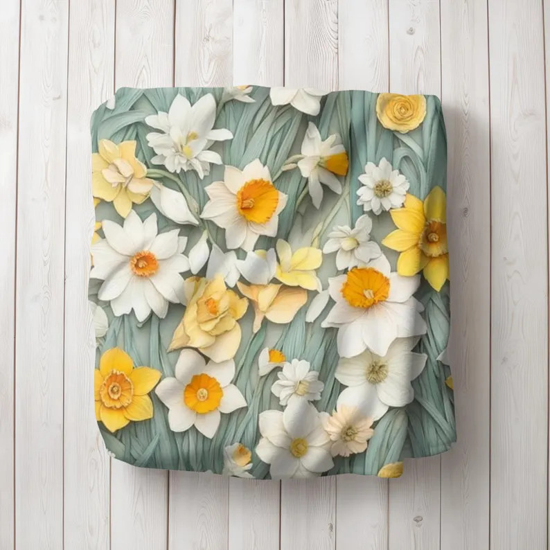Daffodil Spring Flower Blanket Easter Floral Throw Cozy Home Decor