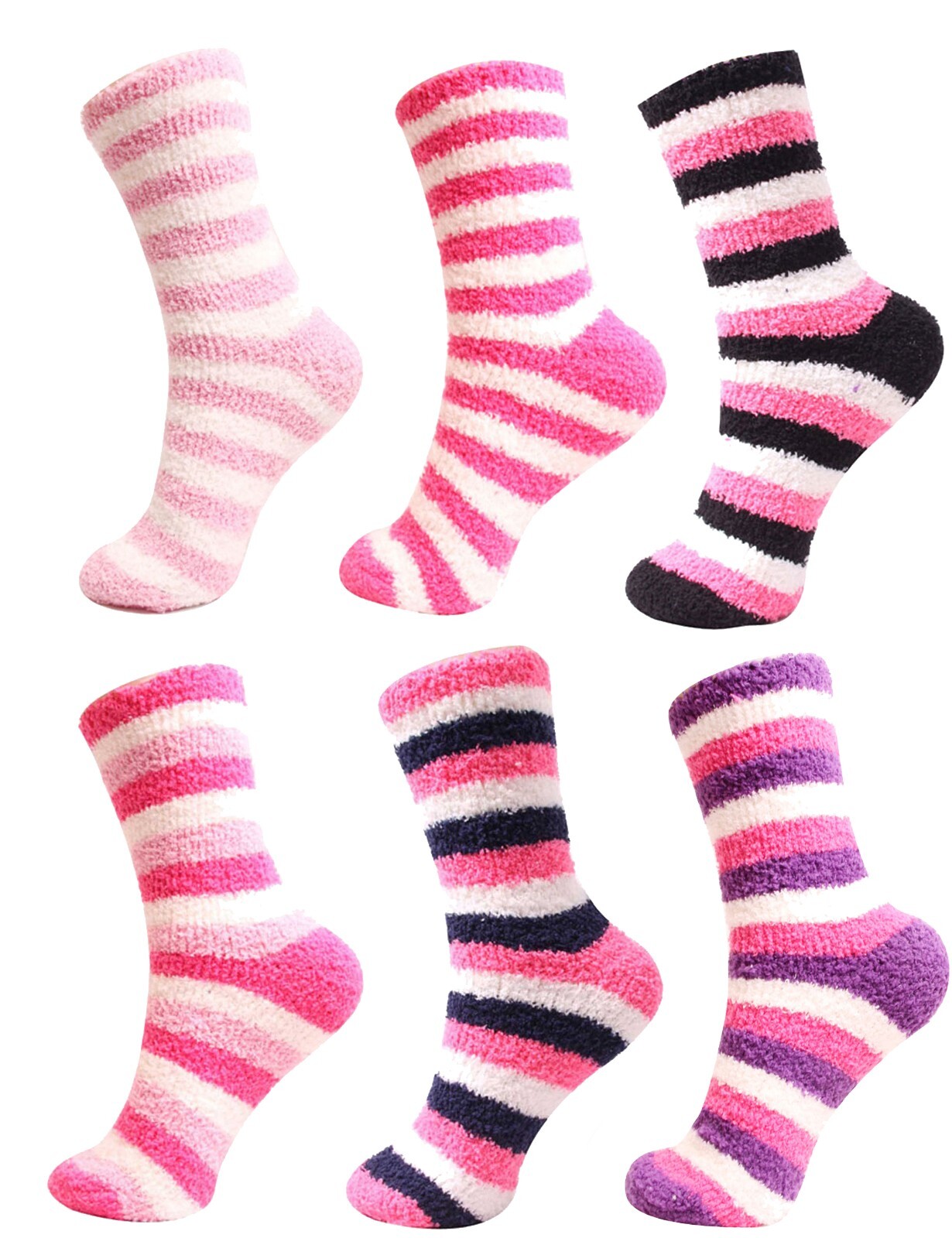 Cozy Home Stripe Socks - 6 Pair Assortment S2