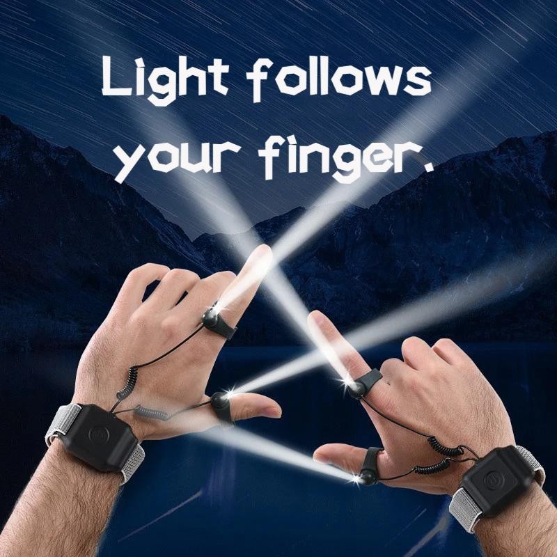 LED Rechargeable Flashlight Gloves for Men Finger Light Hands-free Gadget