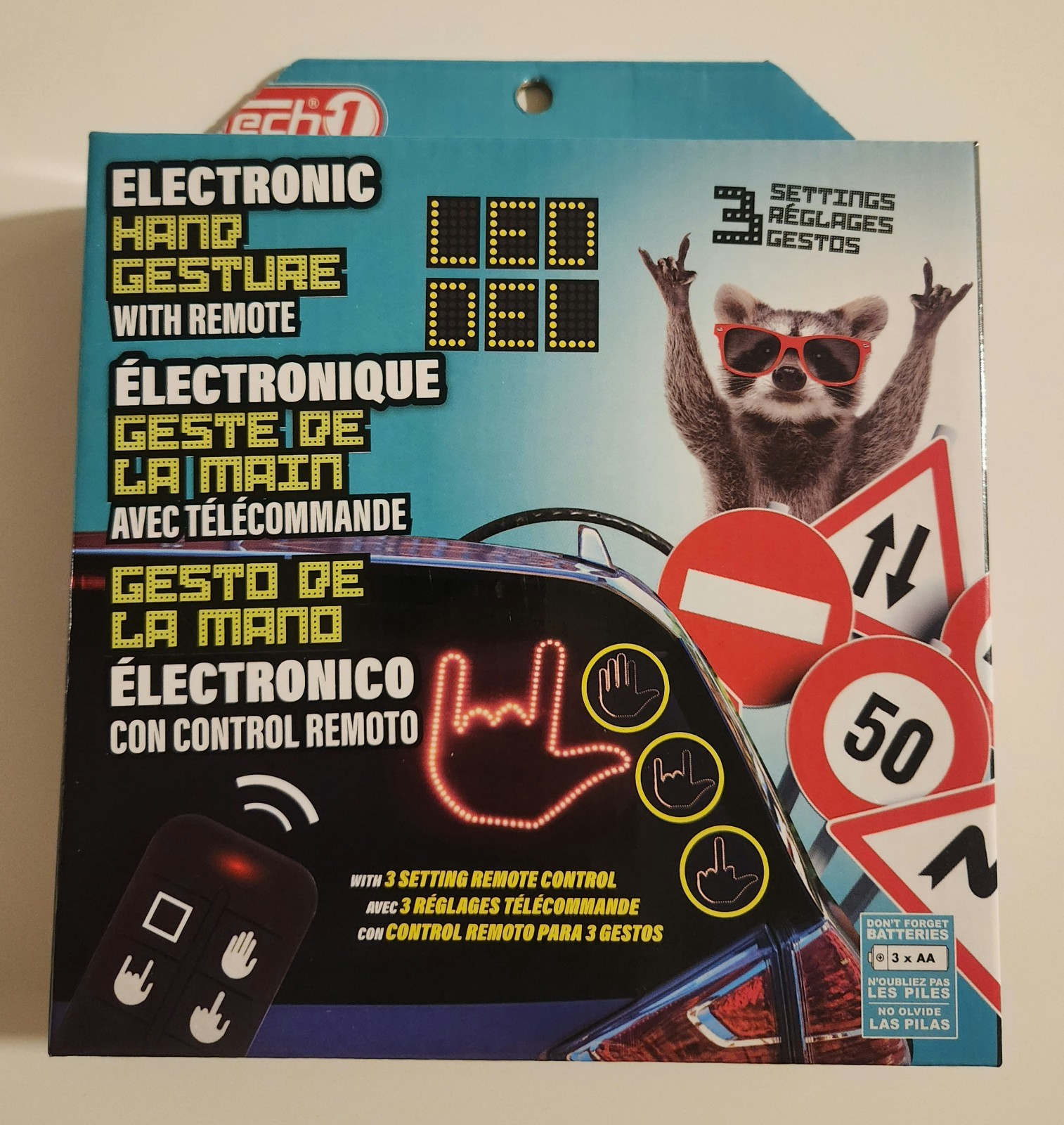 LED Car Gesture Light Funny Hand Sign Remote Control 3 Modes Cool Car Gadget