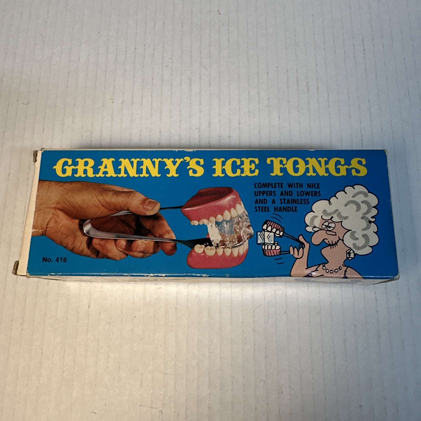 Rare Vintage Funny Novelty Item Granny's Teeth Ice Tongs Fun Adult Gag