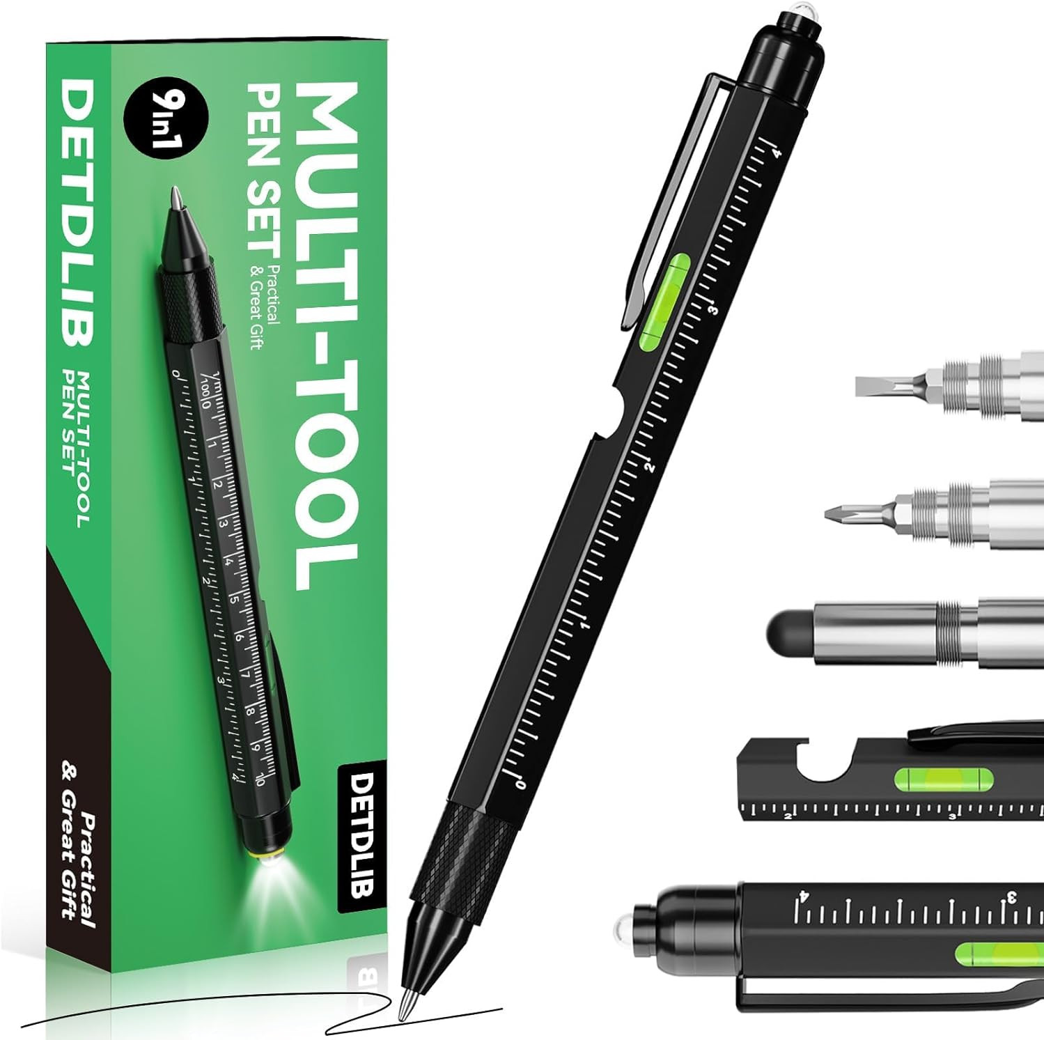 9-in-1 Multitool Pen with LED Light, Stylus, Level, Screwdriver, Cool Gadget