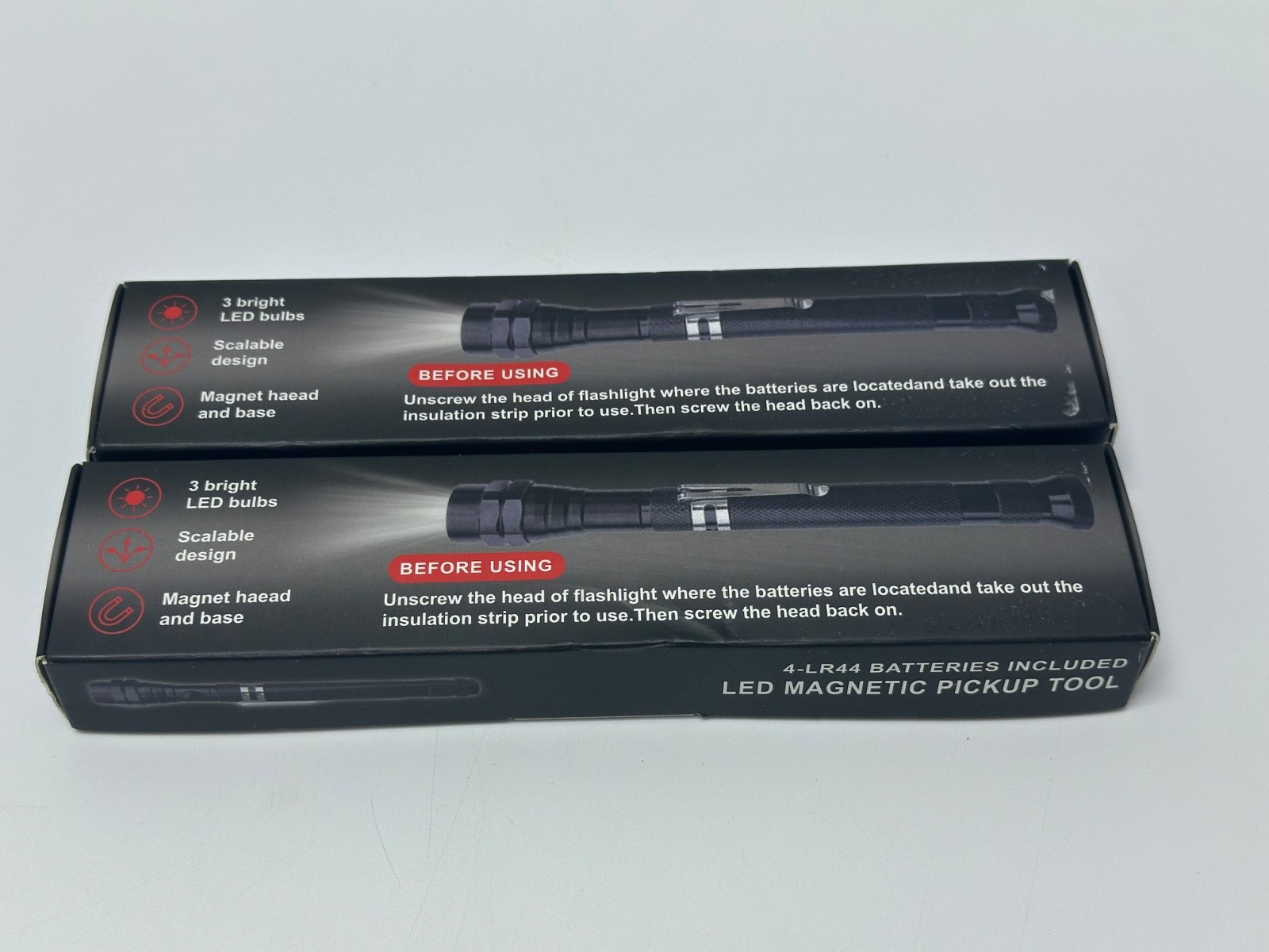 2 Magnetic Pickup Tool with LED Light, Telescoping Magnet Pick Up Gadget Tool