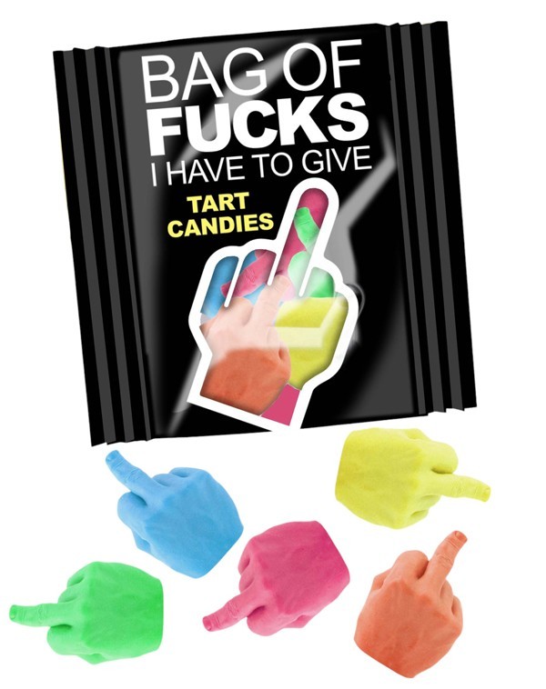 BAGS OF F I HAVE TO GIVE CANDY GAG GIFT NOVELTY ITEM MIDDLE FINGER TART CANDY