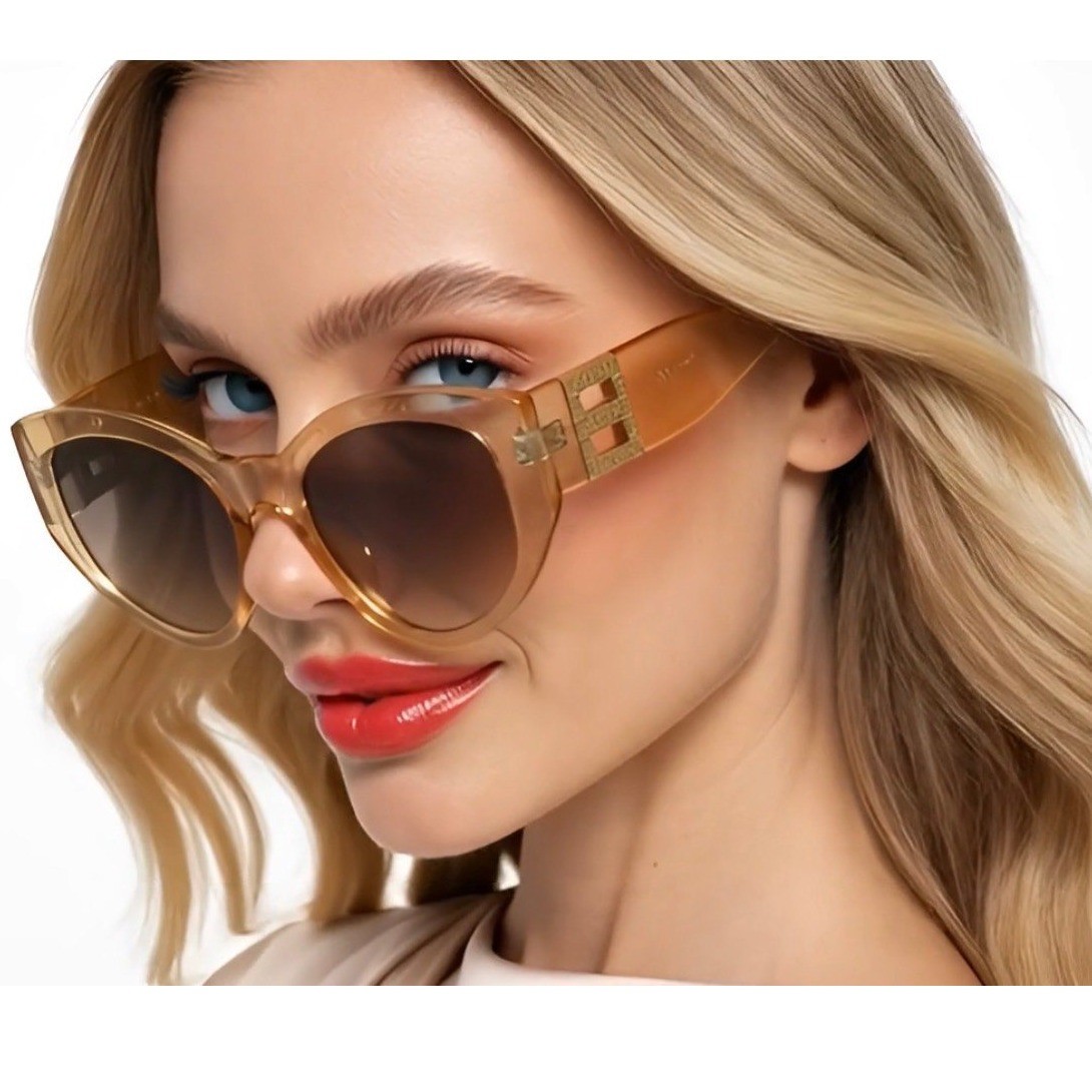 Cat Eye Sunglasses Women Trendy Fashion Designer Shades Beige Frame Elegant Hot