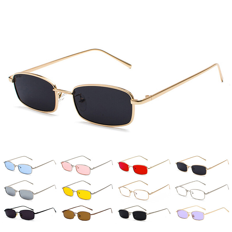 Fashion Slender Square Sunglasses 90s Retro Stylish Small Metal Trendy Glasses