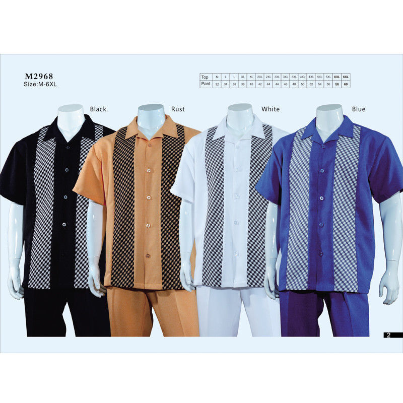 New Men's 2pc Walking Suit Short Sleeve Casual Shirt & Pants Set M~5XL Style2968