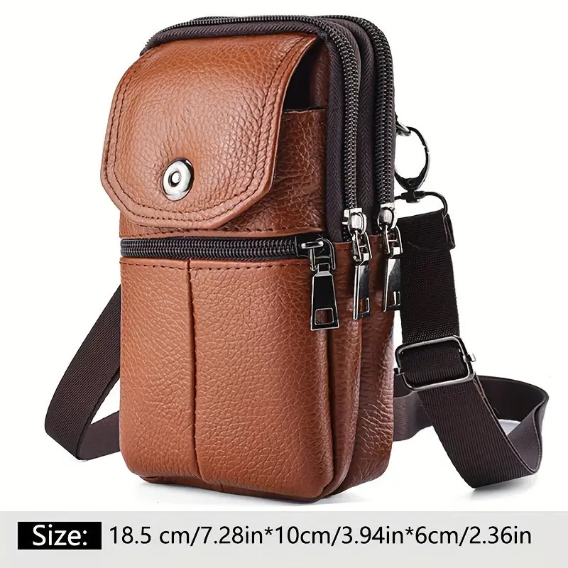 Genuine Leather Multi-Function Waist Pack - Men's Casual Style Phone Holster