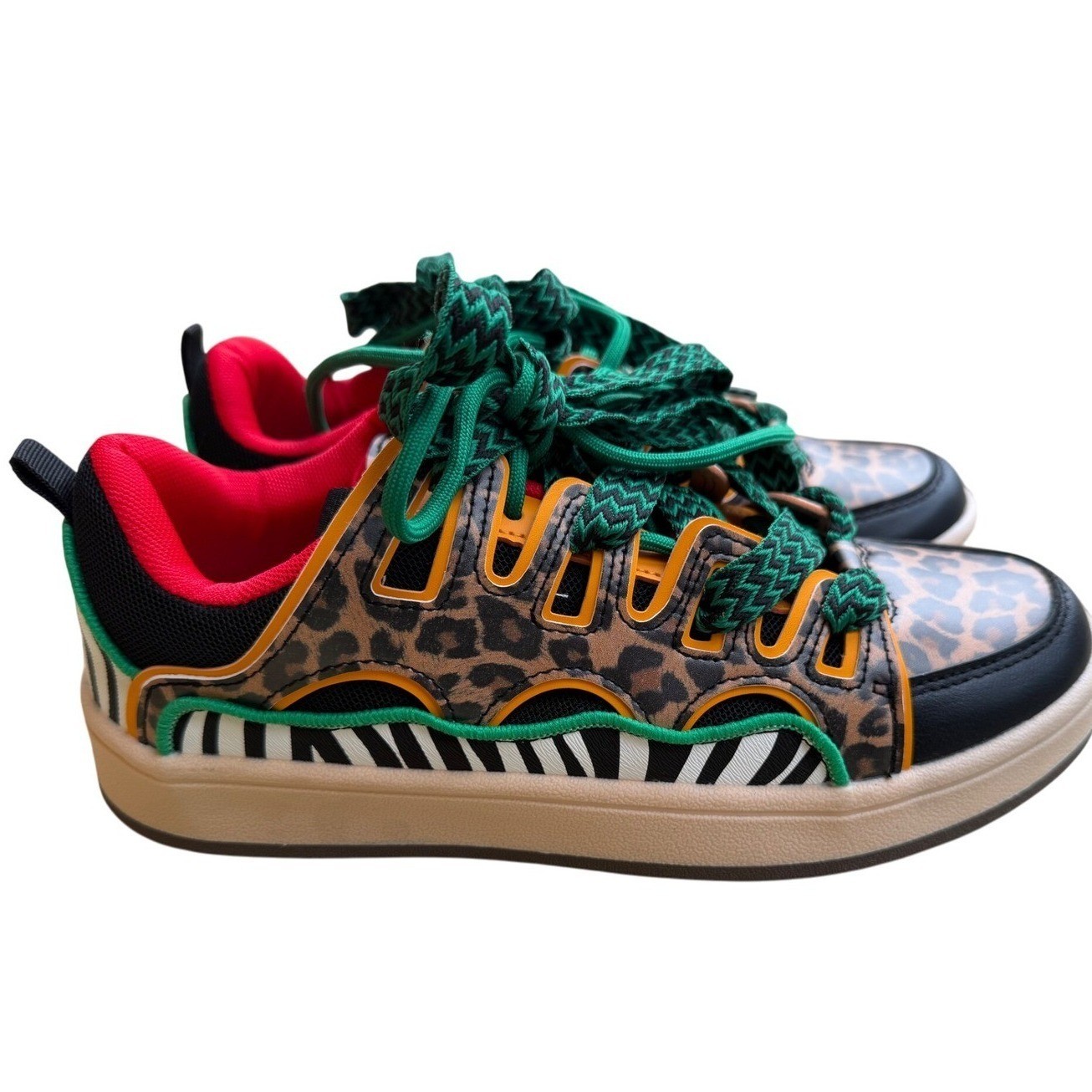 Women's Statement Sneakers Leopard Zebra Print Athleisure Chunky Sole Size 9/40