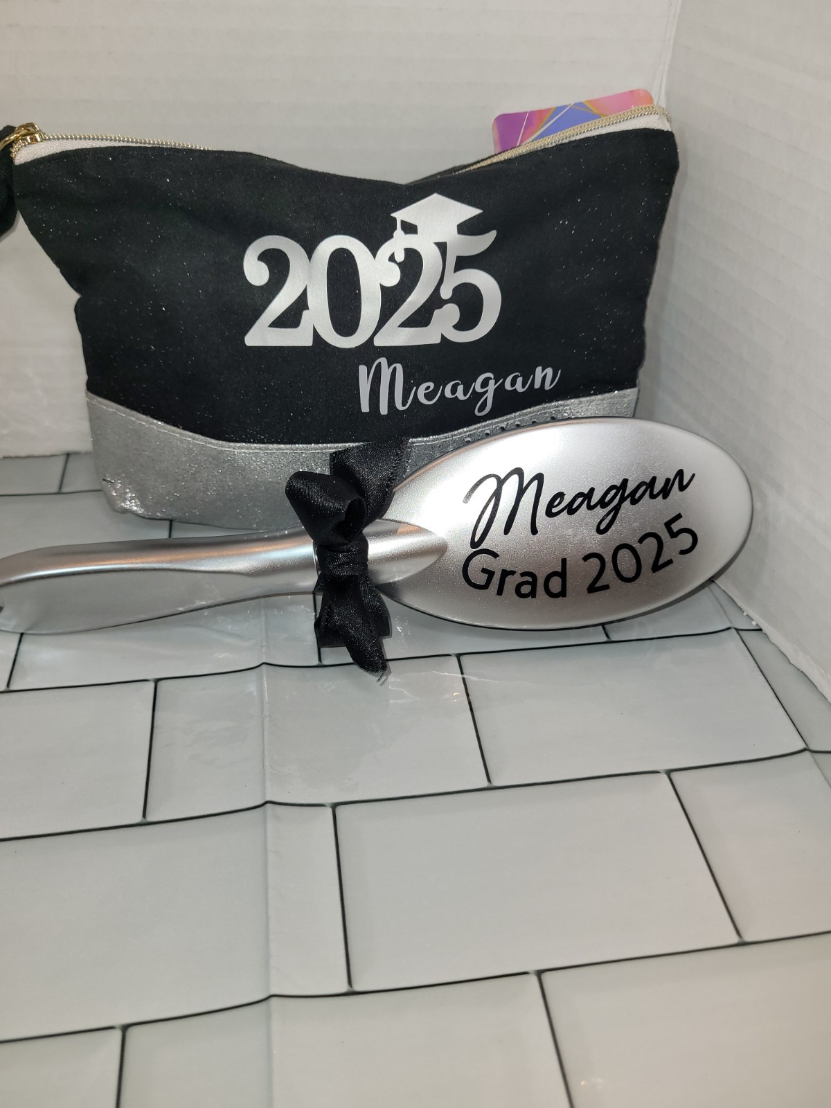 Graduation Gift - Personalized Cosmetic And Hair Brush Set, Grad Gift For Her