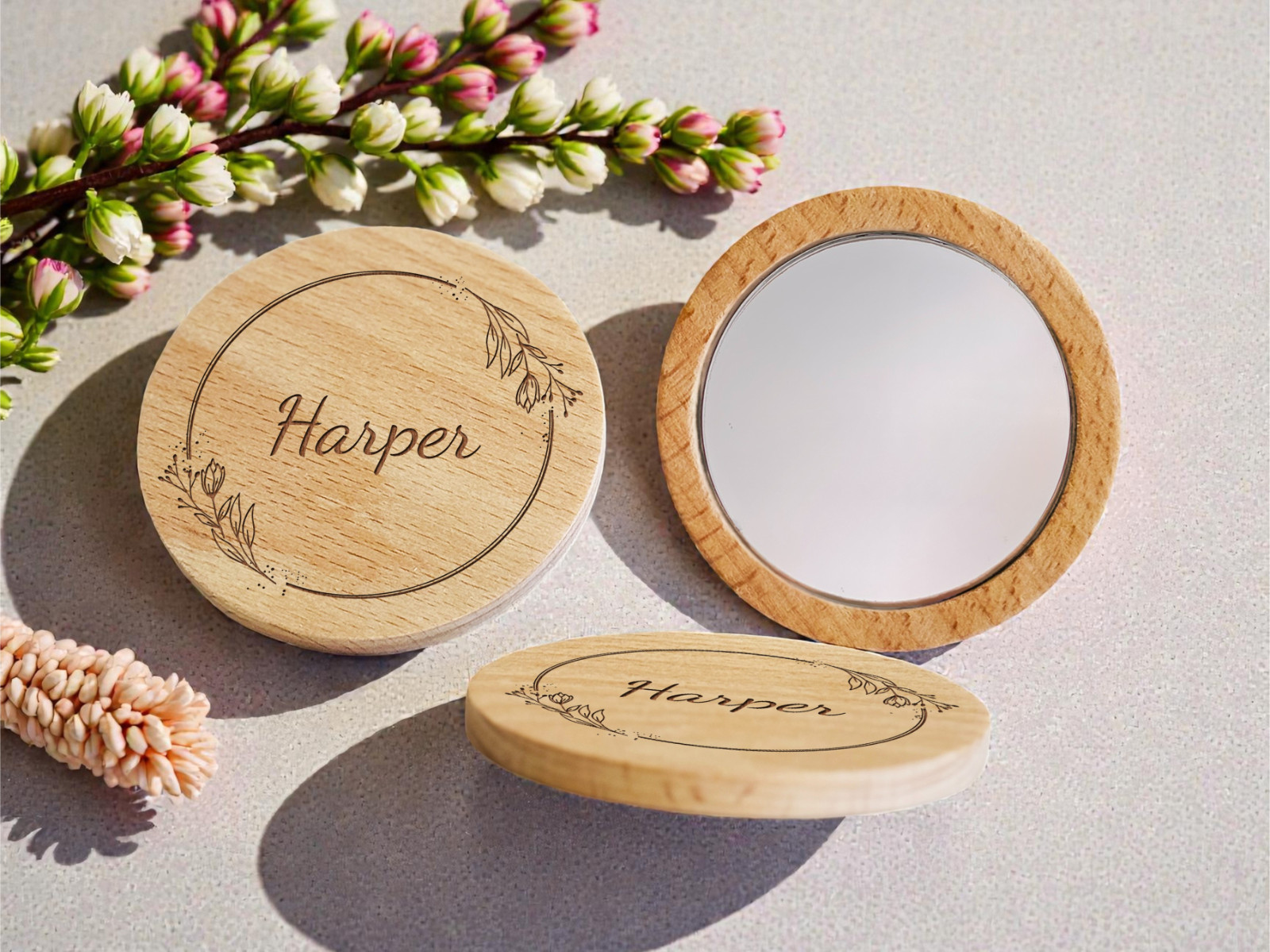 Personalized Engraved Bridesmaid Compact Mirror – Bridal Shower Gift