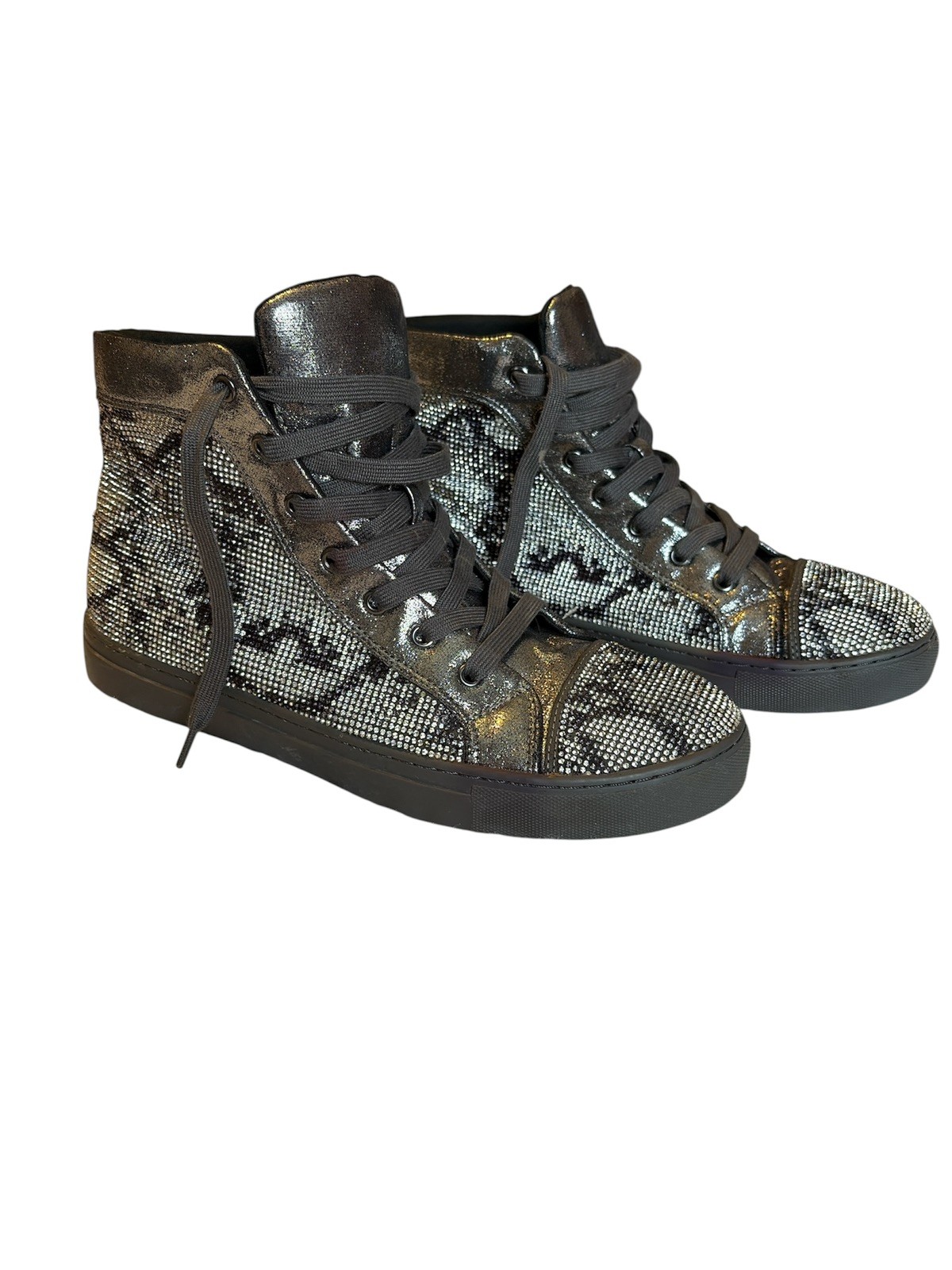 Steve Madden UPROAR Rhinestone High Top Sneakers Unisex M 9 / W 10.5 Snake Print