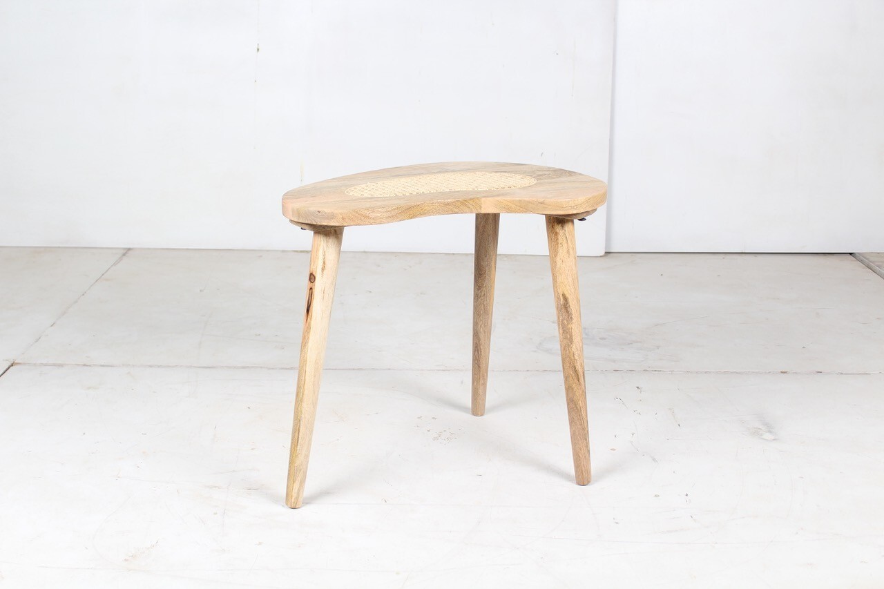 Real Mango Wood with Cane Side Table