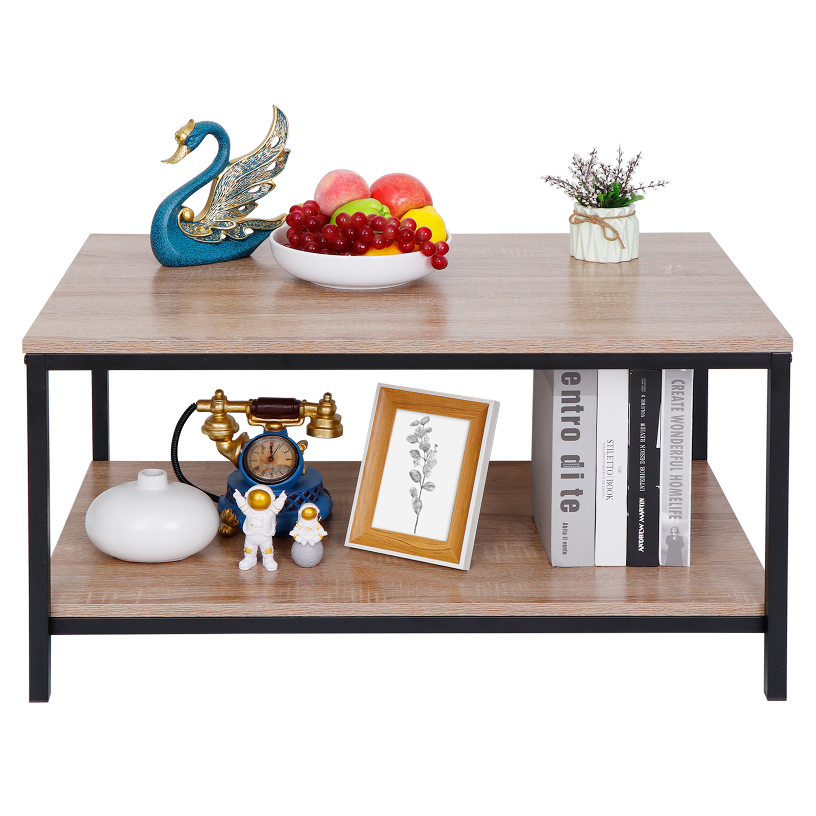 Coffee Table w/Storage Shelf Cozy Coffee Table Home Use Tea Table Durable